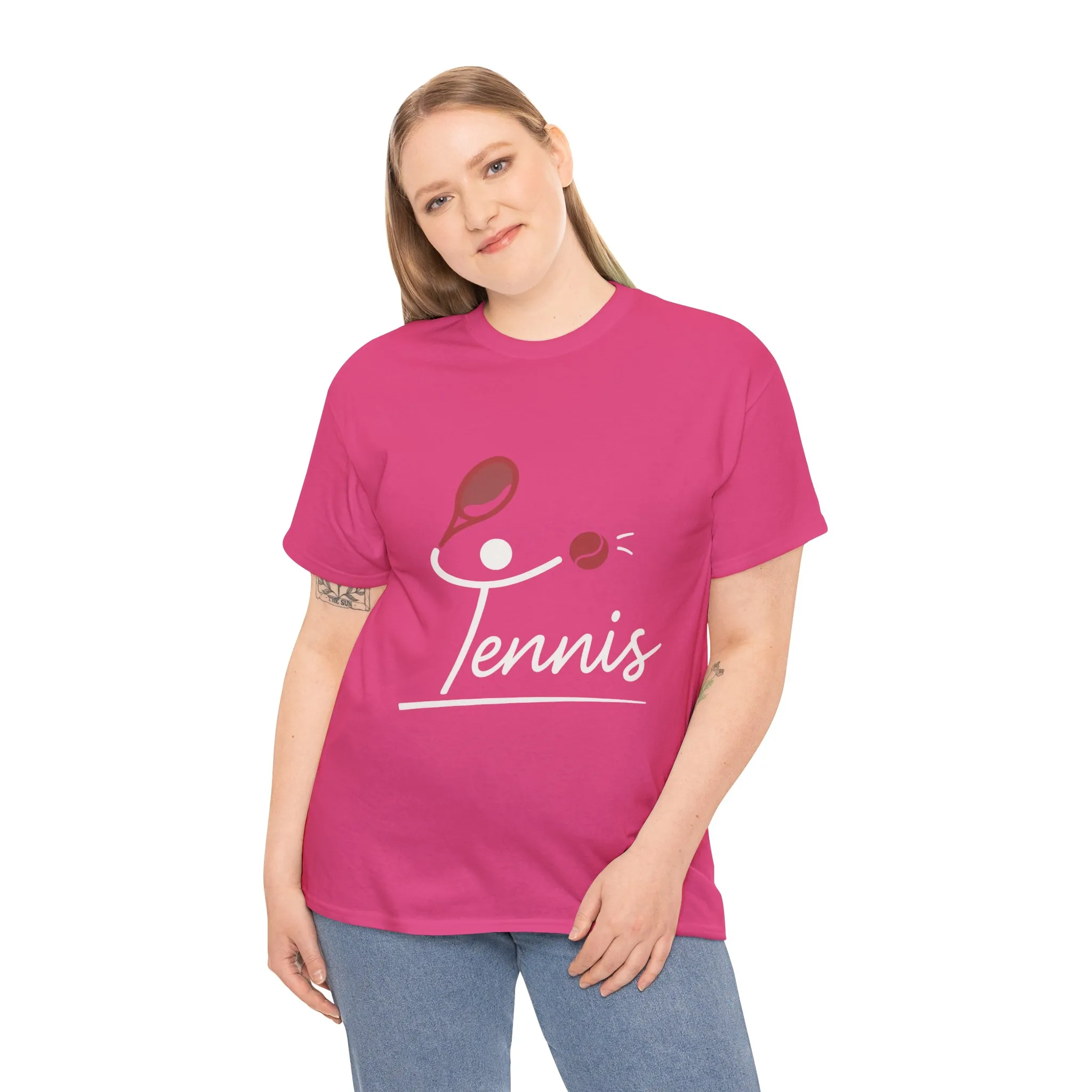 Womens Heavy Cotton Tee, Womens Tennis Graphic T-Shirt, Cute Sports Tee, Funny Workout Gym Top for Women - Image 24
