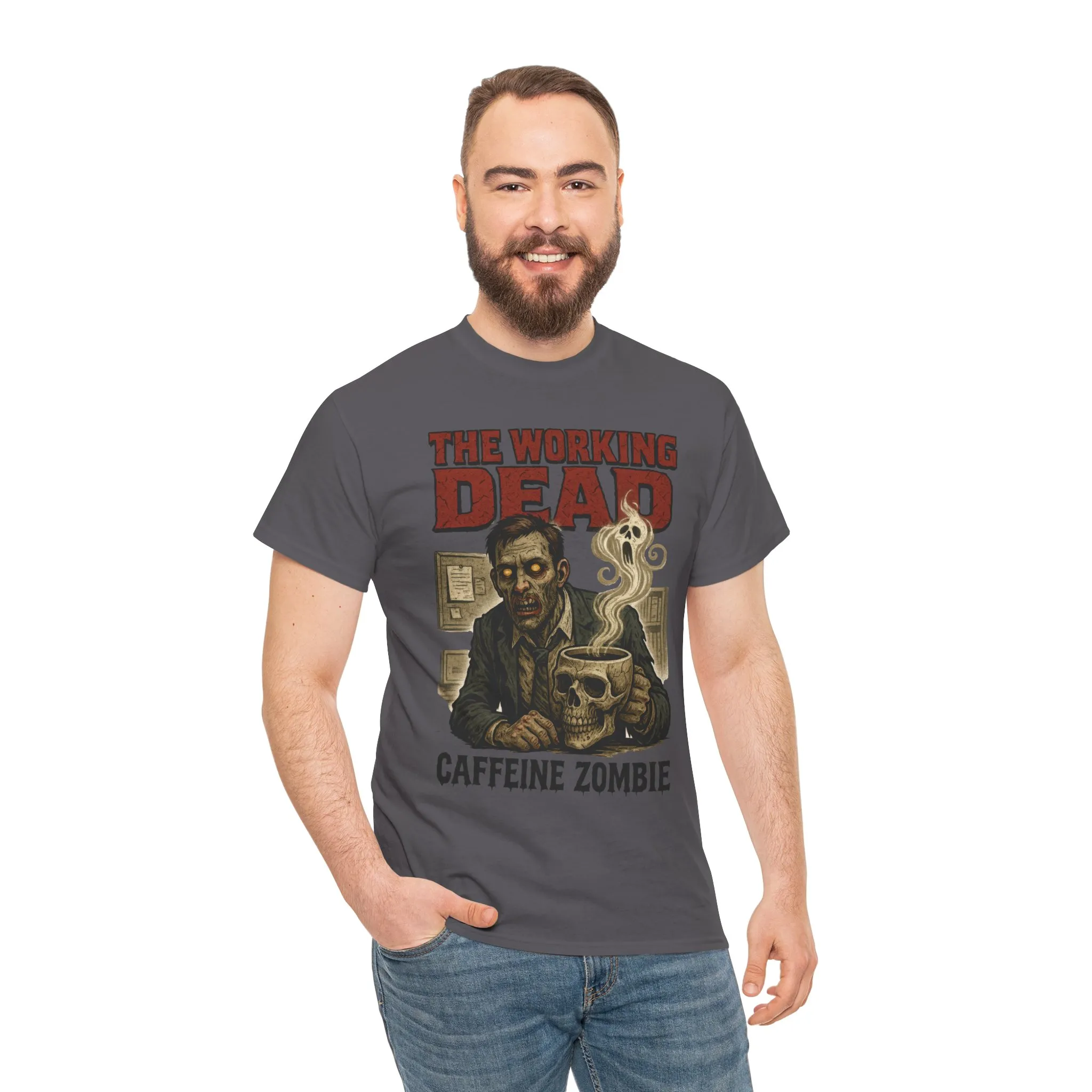 The Working Dead Men's Funny Zombie Work T-Shirt, Office Humor Tee, Halloween Office Tee, Coffee Zombie Shirt - Image 24