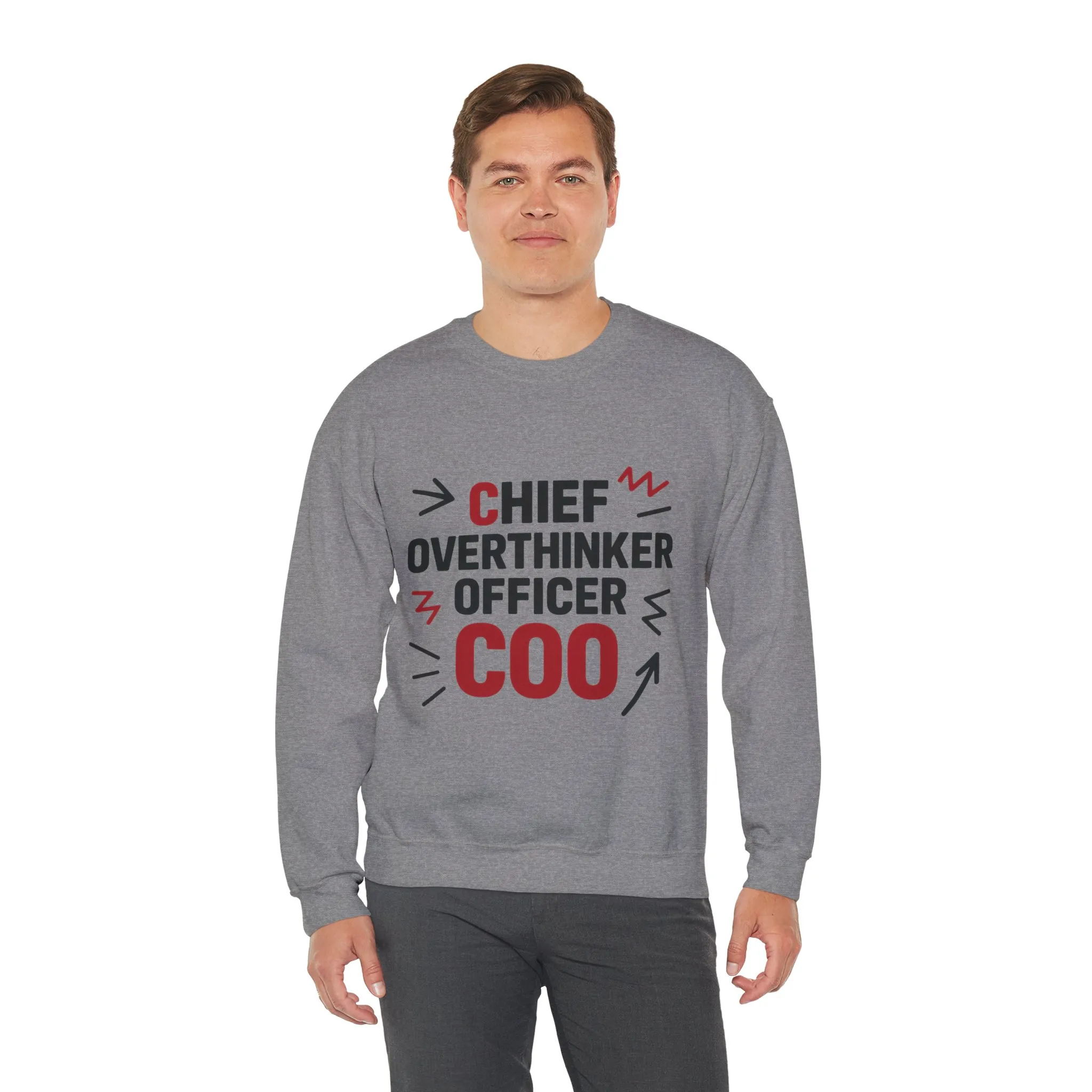 Chief Overthinker Officer Men's Sweatshirt, COO Funny Office Humor Graphic Pullover, Men's Heavy Blend™ Crewneck Sweatshirt - Image 24