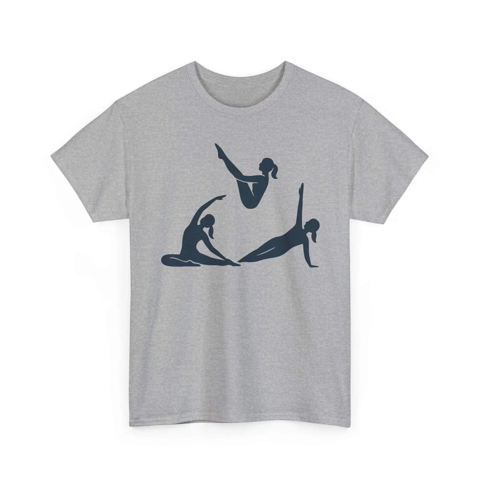 Womens Heavy Cotton Tee, Womens Pilates Graphic T-Shirt, Yoga Fitness Tee, Workout Top with Silhouette Print - Image 7