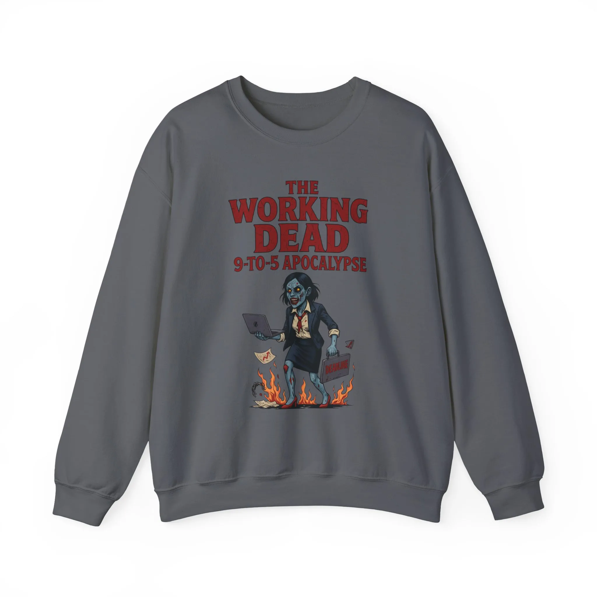 Women's The Working Dead 9-to-5 Apocalypse Sweatshirt, Funny Office Zombie Horror Pullover, Halloween Zombie Work Top - Image 16