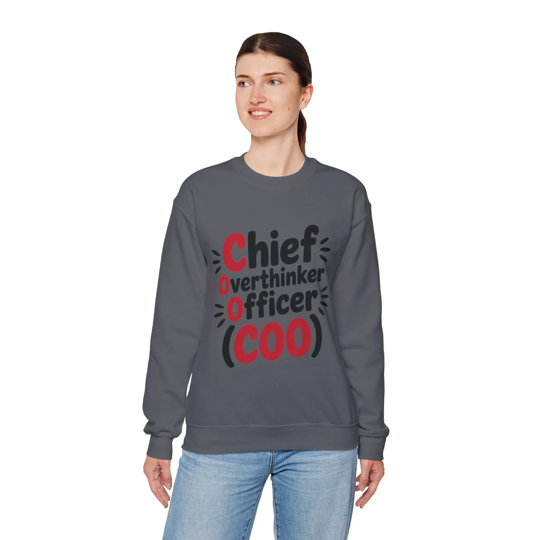 Chief Overthinker Officer Women's Sweatshirt, COO Funny Office Humor Graphic Pullover, Women's Heavy Blend™ Crewneck Sweatshirt - Image 21