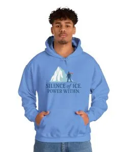 Mens Heavy Blend™ Hooded Sweatshirt, Silence of Ice Power Within Hoodie, Nordic Minimal Iceberg Graphic Streetwear