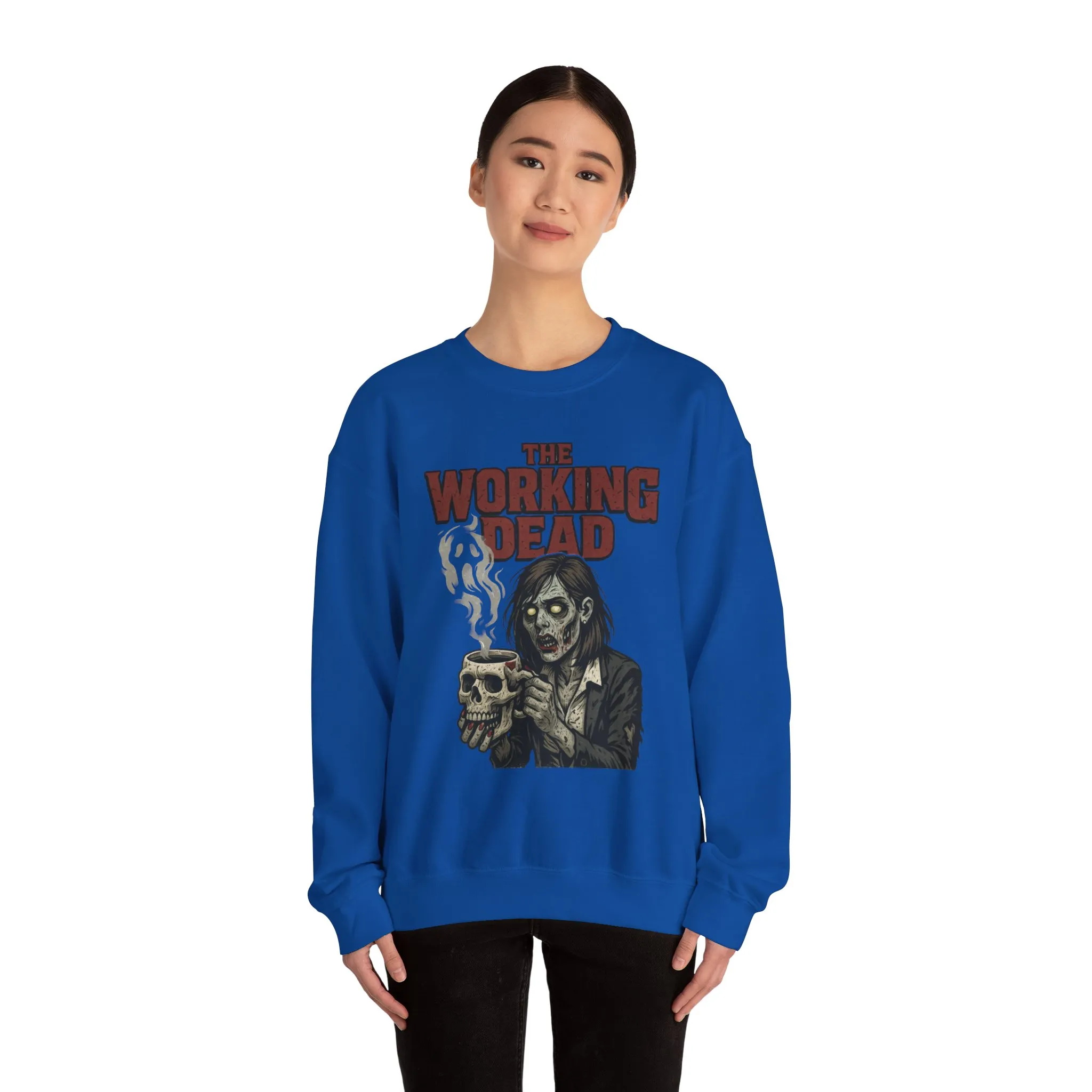 The Working Dead Women's Zombie Sweatshirt, Halloween Zombie Top, Work Humor Sweatshirt, Women's Heavy Blend™ Crewneck Sweatshirt - Image 17