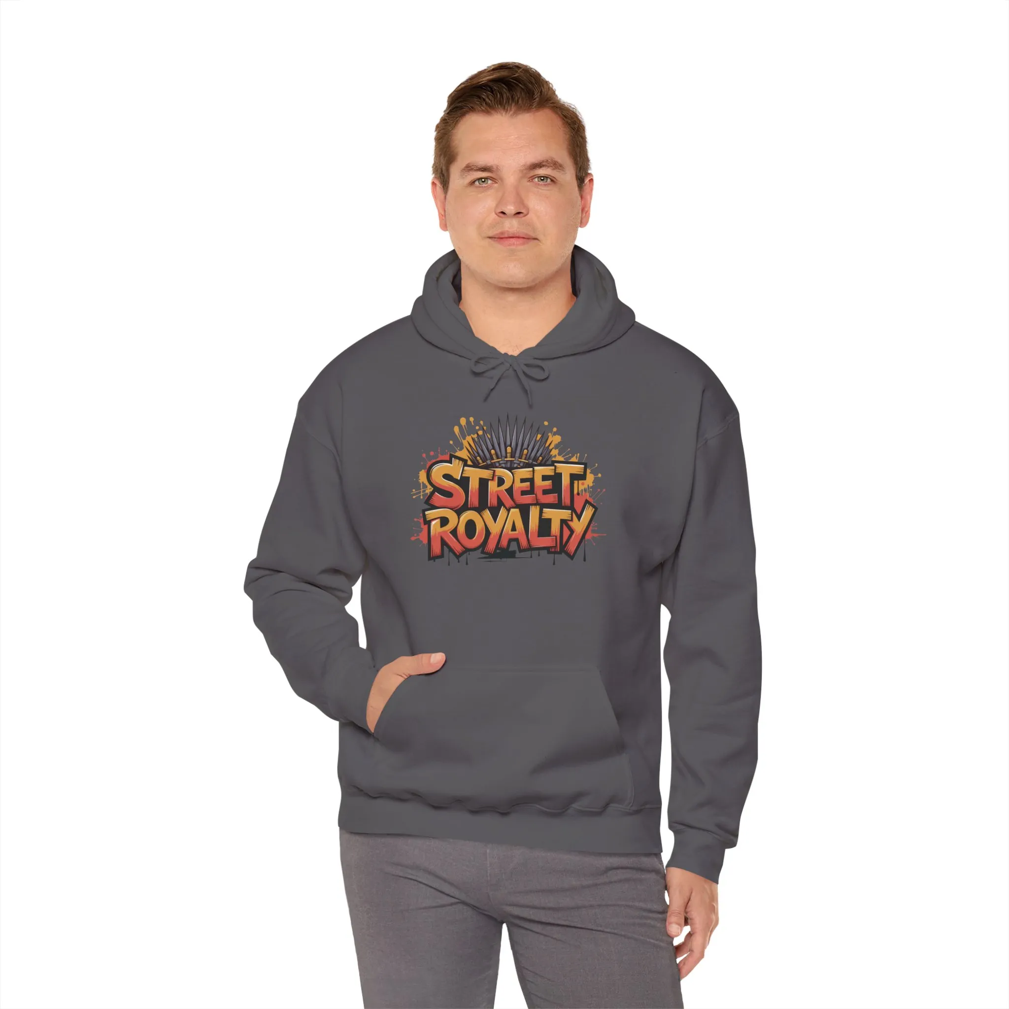 Street Royalty Men's Hoodie, Graffiti Crown Graphic Sweatshirt, Urban Streetwear Pullover with Throne Design - Image 26