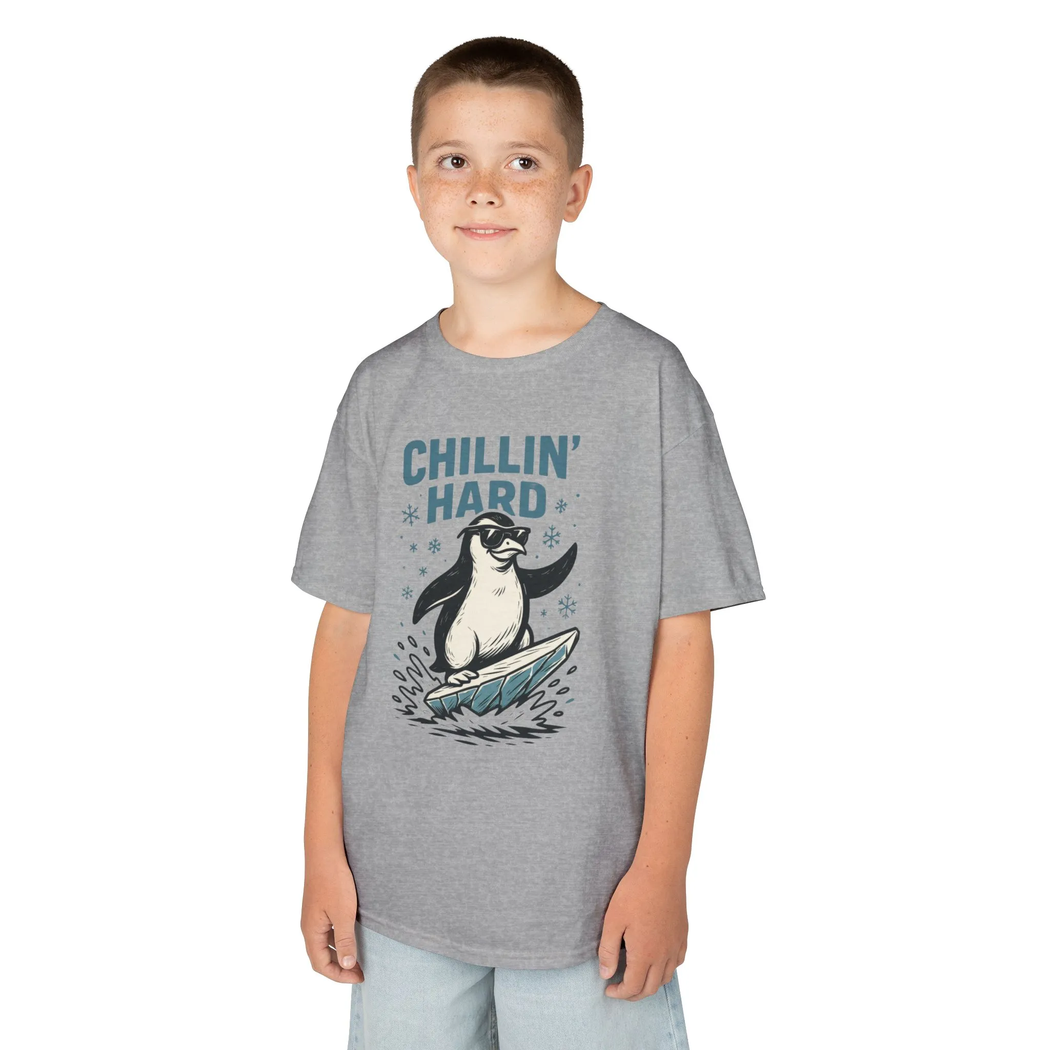 Kids Heavy Cotton™ Tee, Kids Chillin Hard Penguin T-Shirt, Funny Cool Animal Graphic Tee for Children - Image 8