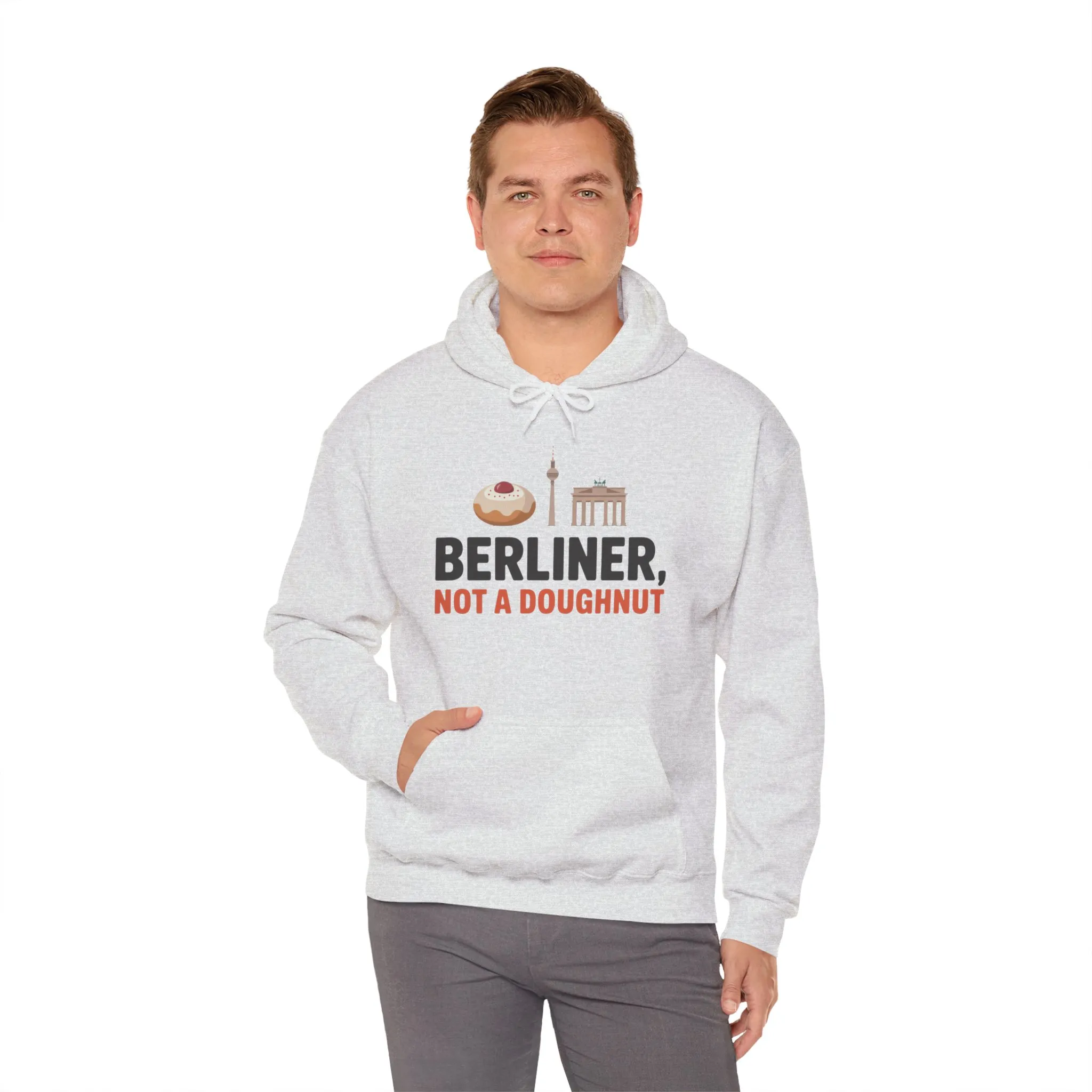 Mens Heavy Blend™ Hooded Sweatshirt, Berliner Not a Doughnut Funny Berlin Hoodie for Men - Image 8