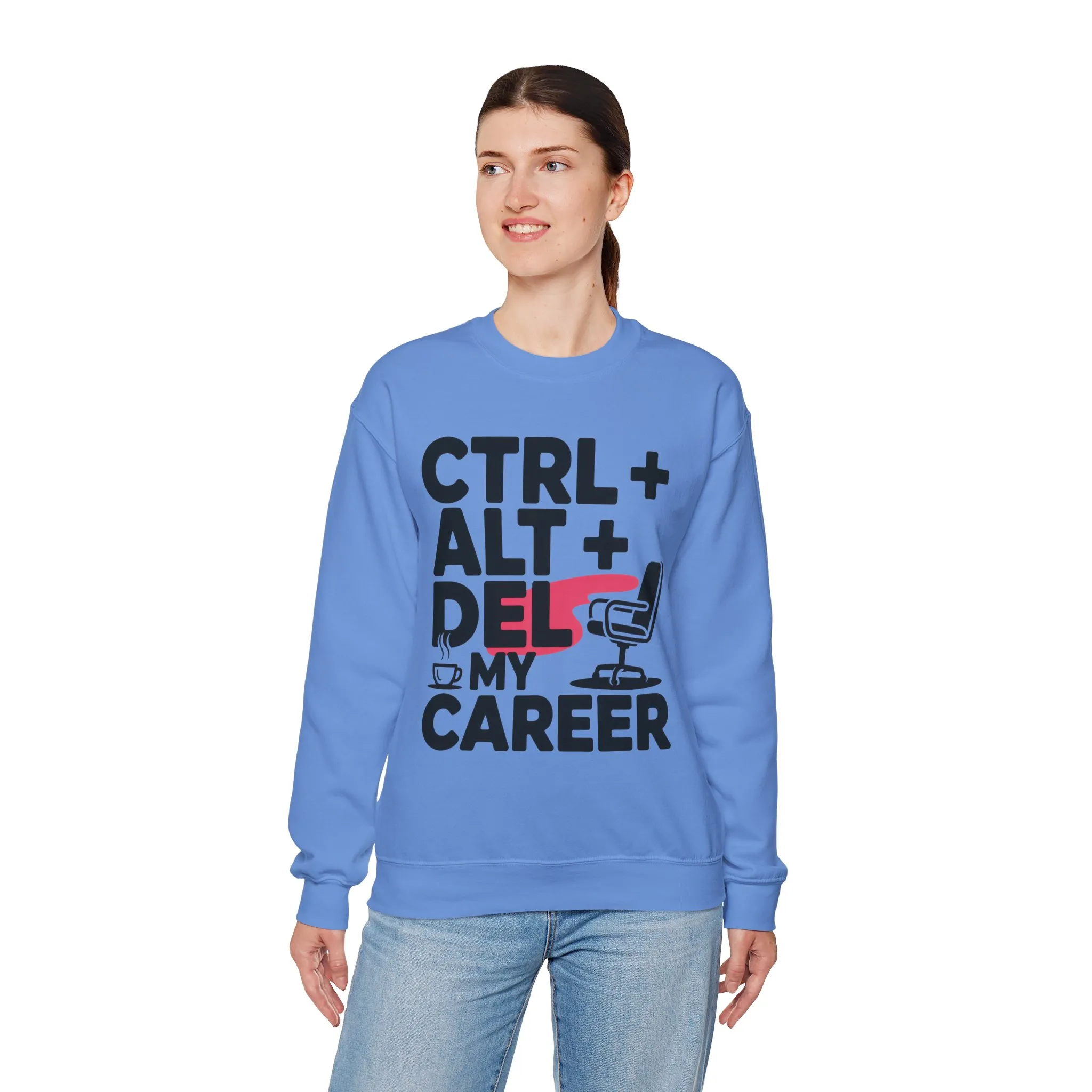 Ctrl Alt Del My Career Sweatshirt, Sarcastic Workwear Graphic Pullover, Funny Office Top, Women's Heavy Blend⢠Crewneck Sweatshirt - Image 3