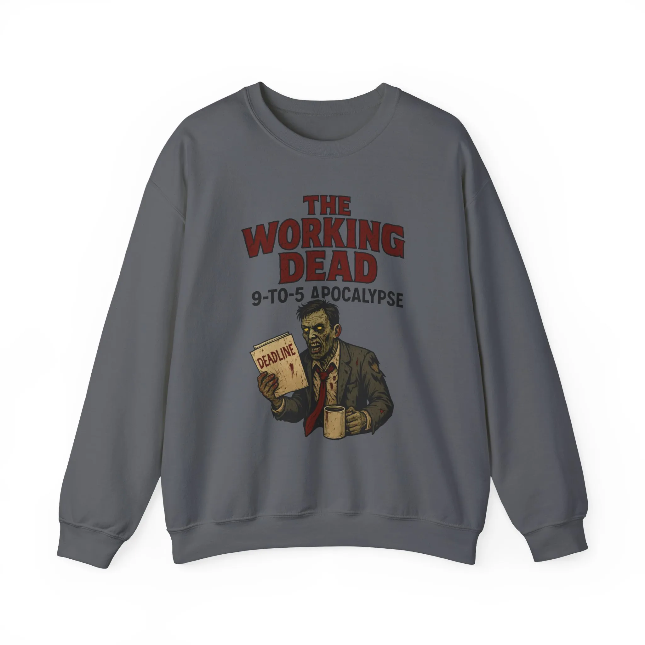 Men's The Working Dead 9-to-5 Apocalypse Sweatshirt, Funny Office Zombie Horror Pullover, Halloween Zombie Work Top - Image 22