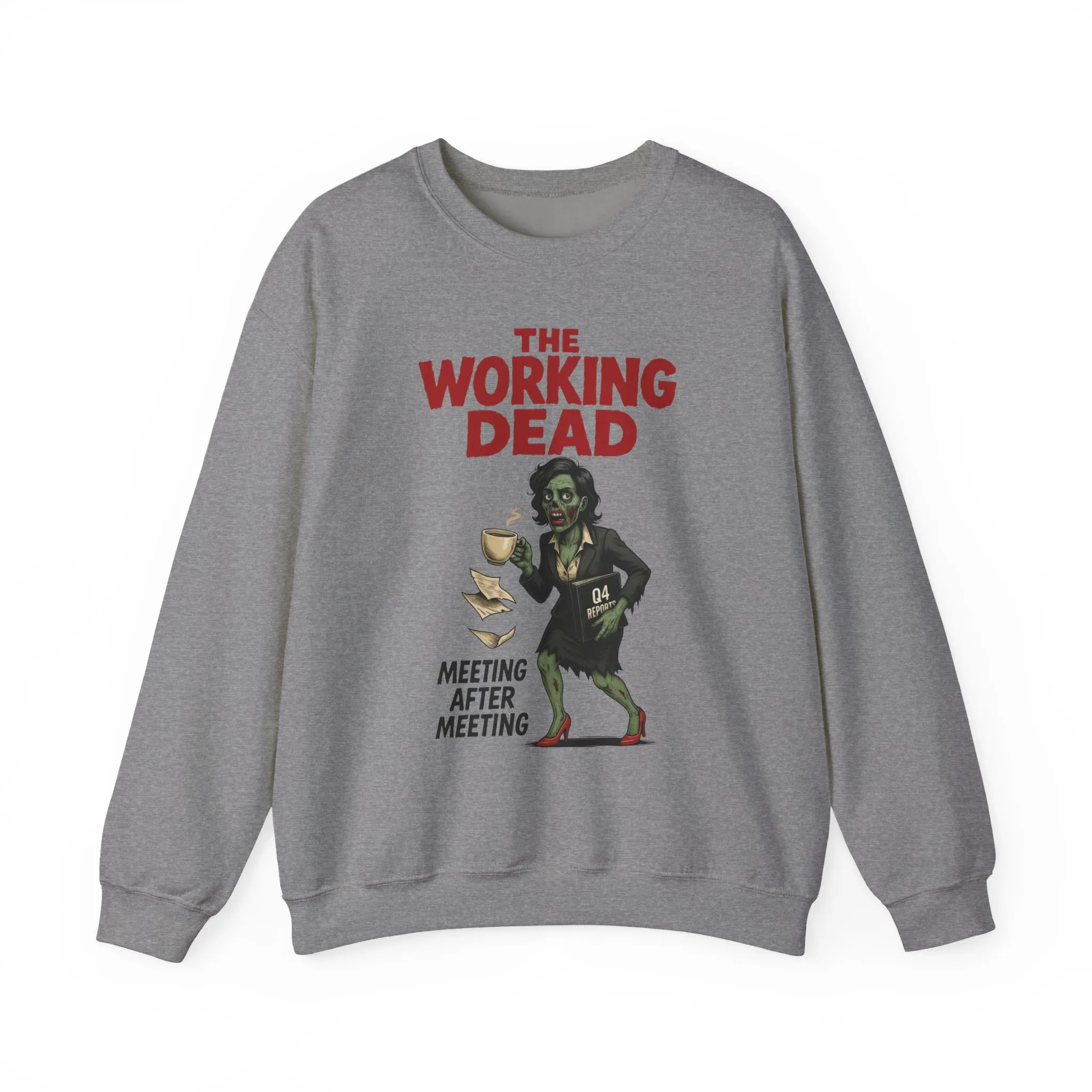 The Working Dead Women's Funny Zombie Sweatshirt, Office Humor Crewneck, Halloween Work Top - Image 4