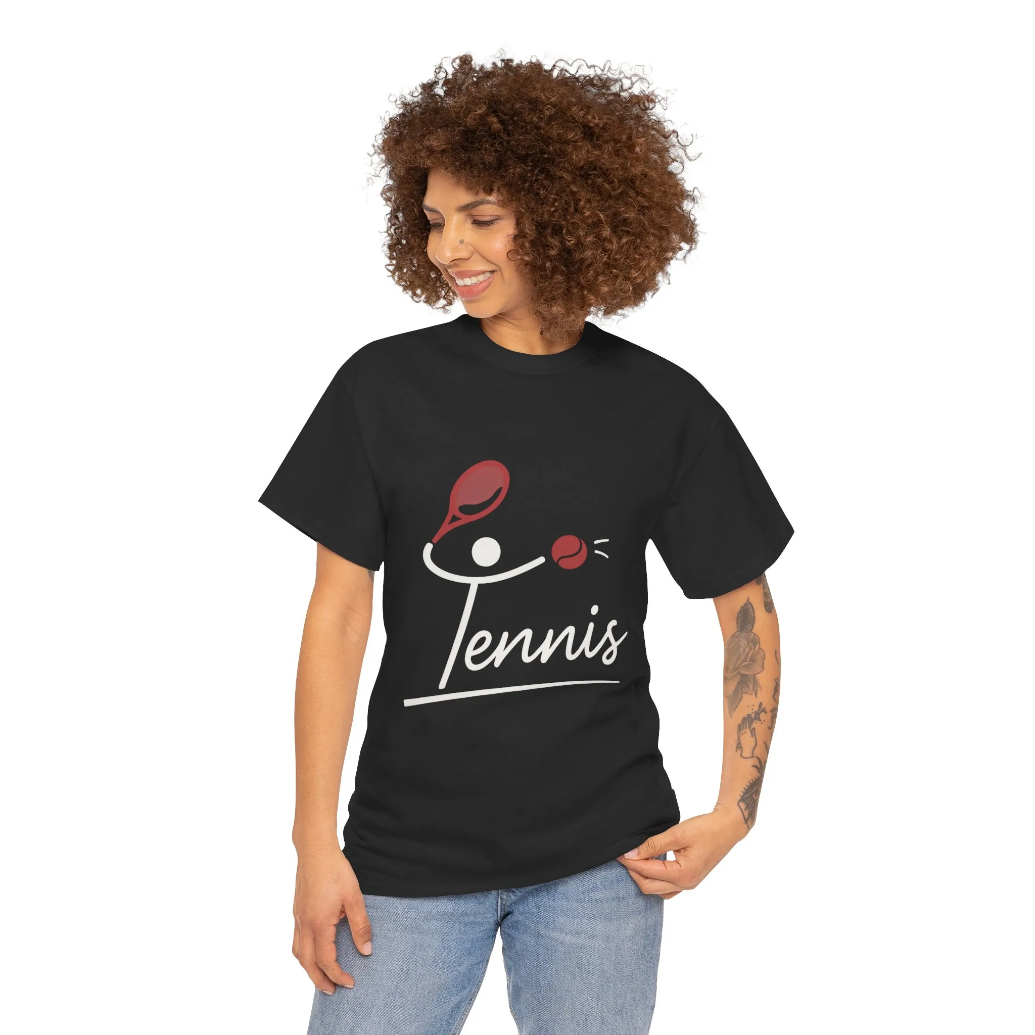 Womens Heavy Cotton Tee, Womens Tennis Graphic T-Shirt, Cute Sports Tee, Funny Workout Gym Top for Women - Image 5