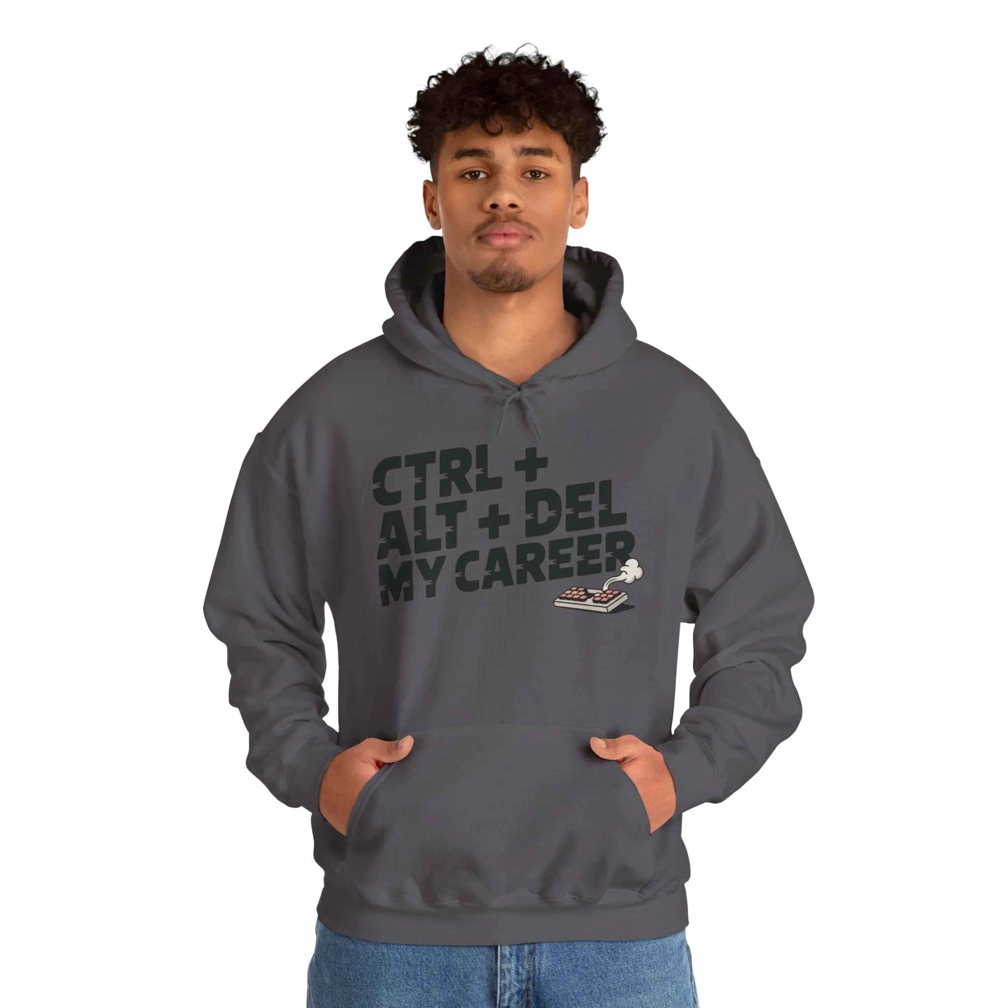 Men's Ctrl Alt Del My Career Hoodie, Funny Geek Workwear, Sarcastic Office Humor Pullover - Image 27