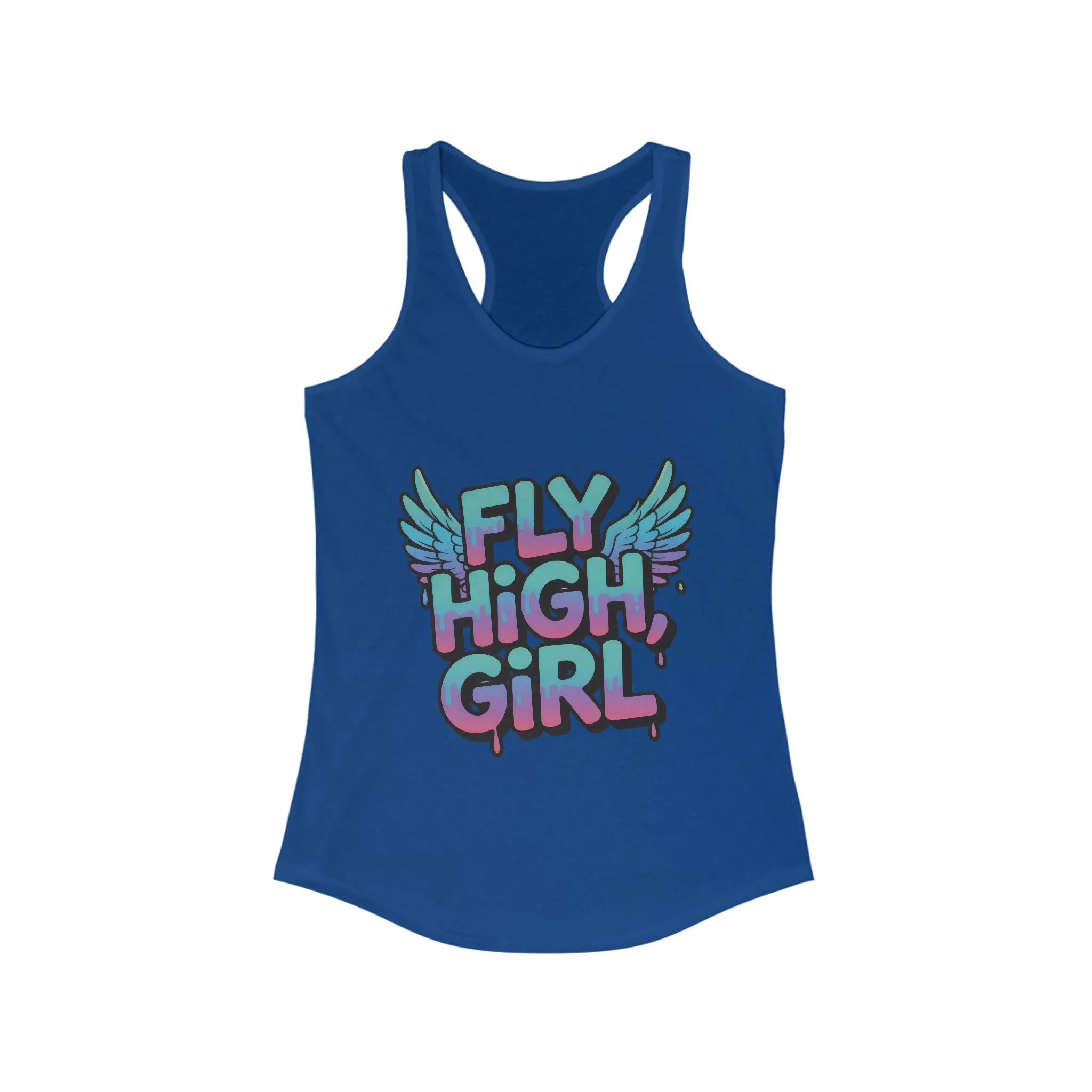 Women's Tank Top Fly High Girl, Angel Wings Graffiti Drip Streetwear Graphic Summer Shirt ,Women's Ideal Racerback Tank - Image 11