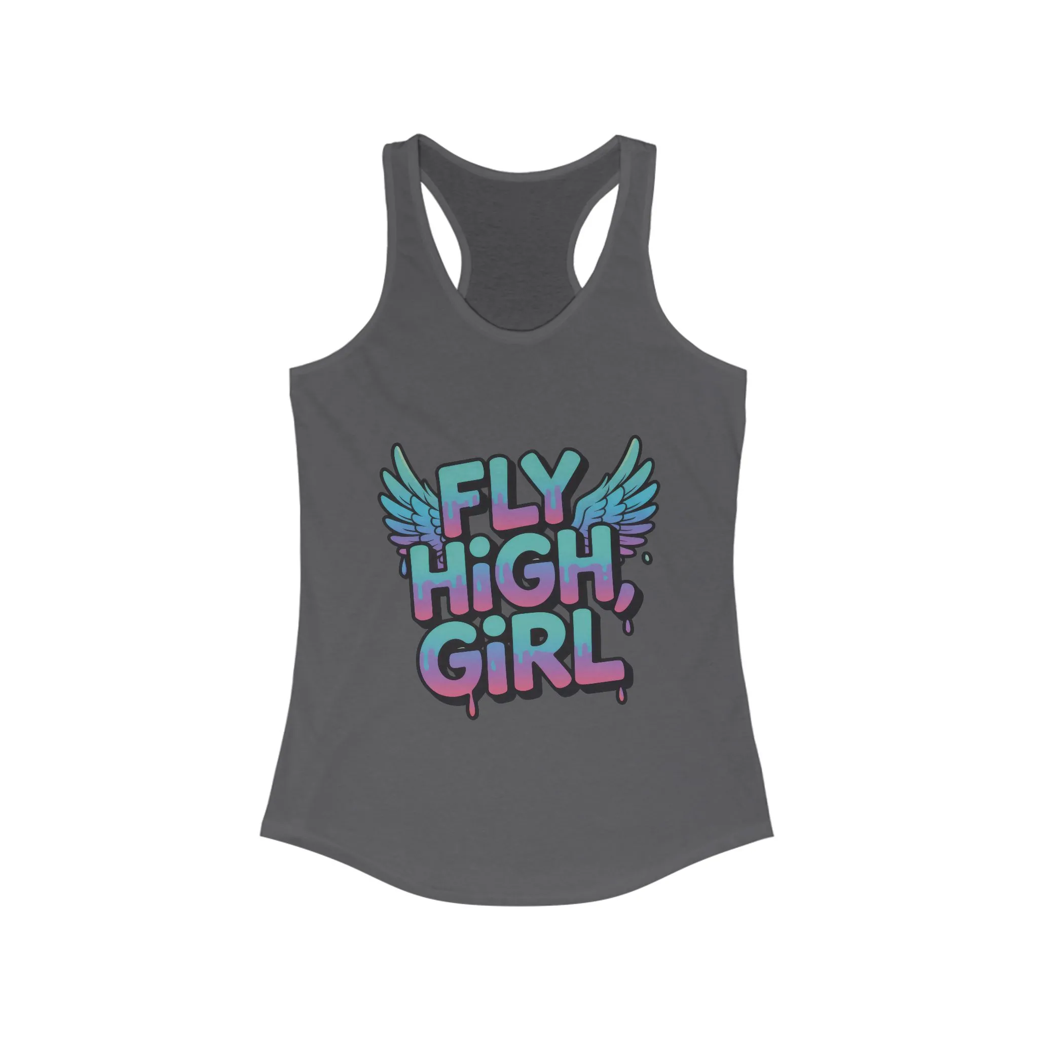 Women's Tank Top Fly High Girl, Angel Wings Graffiti Drip Streetwear Graphic Summer Shirt ,Women's Ideal Racerback Tank - Image 13