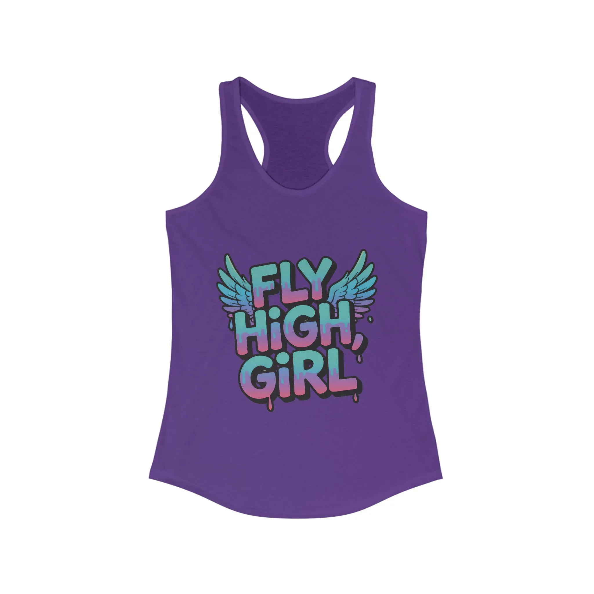 Women's Tank Top Fly High Girl, Angel Wings Graffiti Drip Streetwear Graphic Summer Shirt ,Women's Ideal Racerback Tank - Image 15