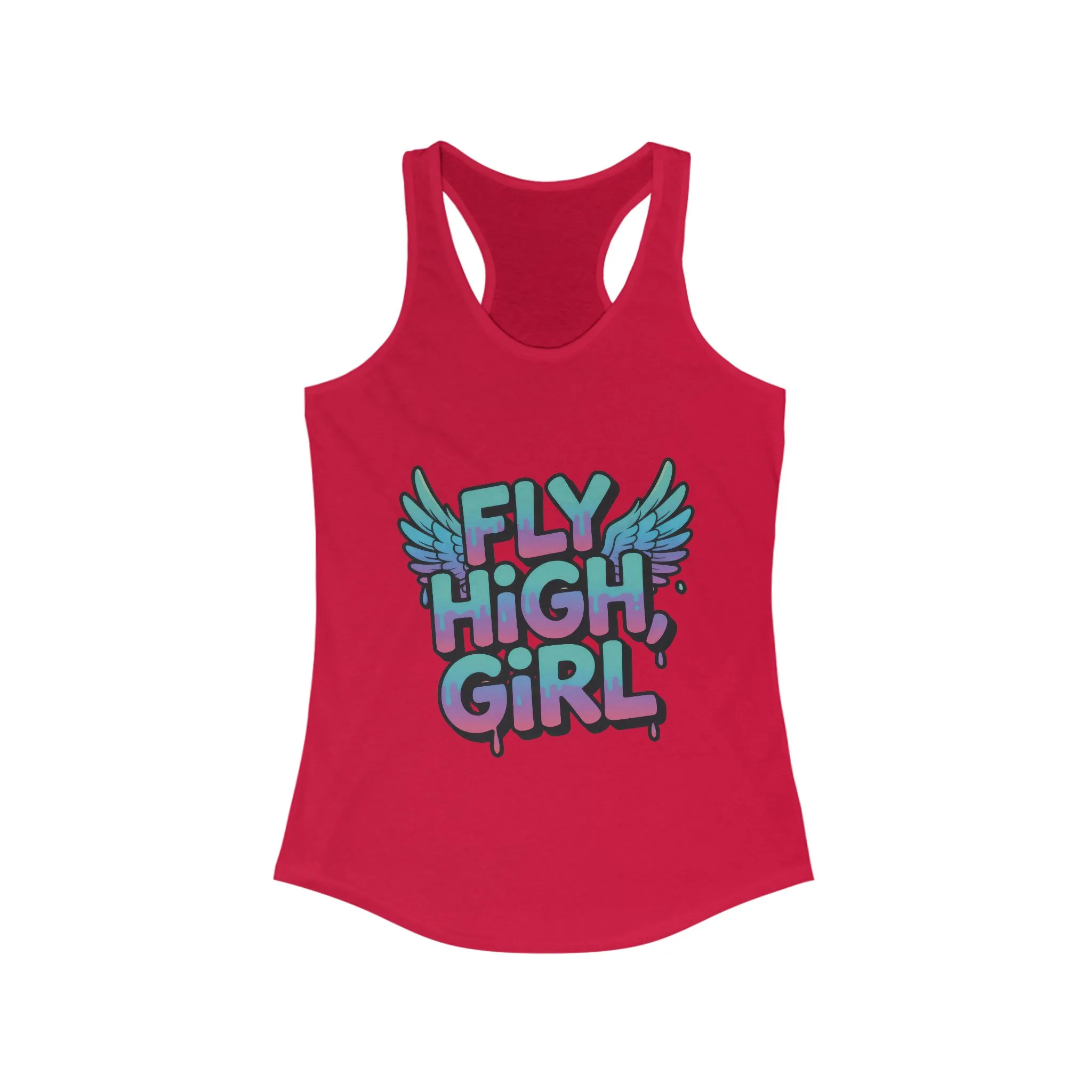 Women's Tank Top Fly High Girl, Angel Wings Graffiti Drip Streetwear Graphic Summer Shirt ,Women's Ideal Racerback Tank - Image 17