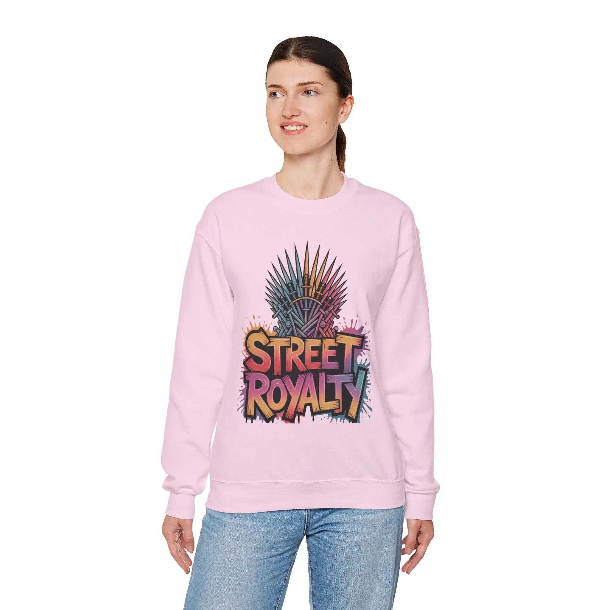 Street Royalty Women's Crewneck Sweatshirt, Graffiti Crown Graphic Pullover, Urban Streetwear Top - Image 26