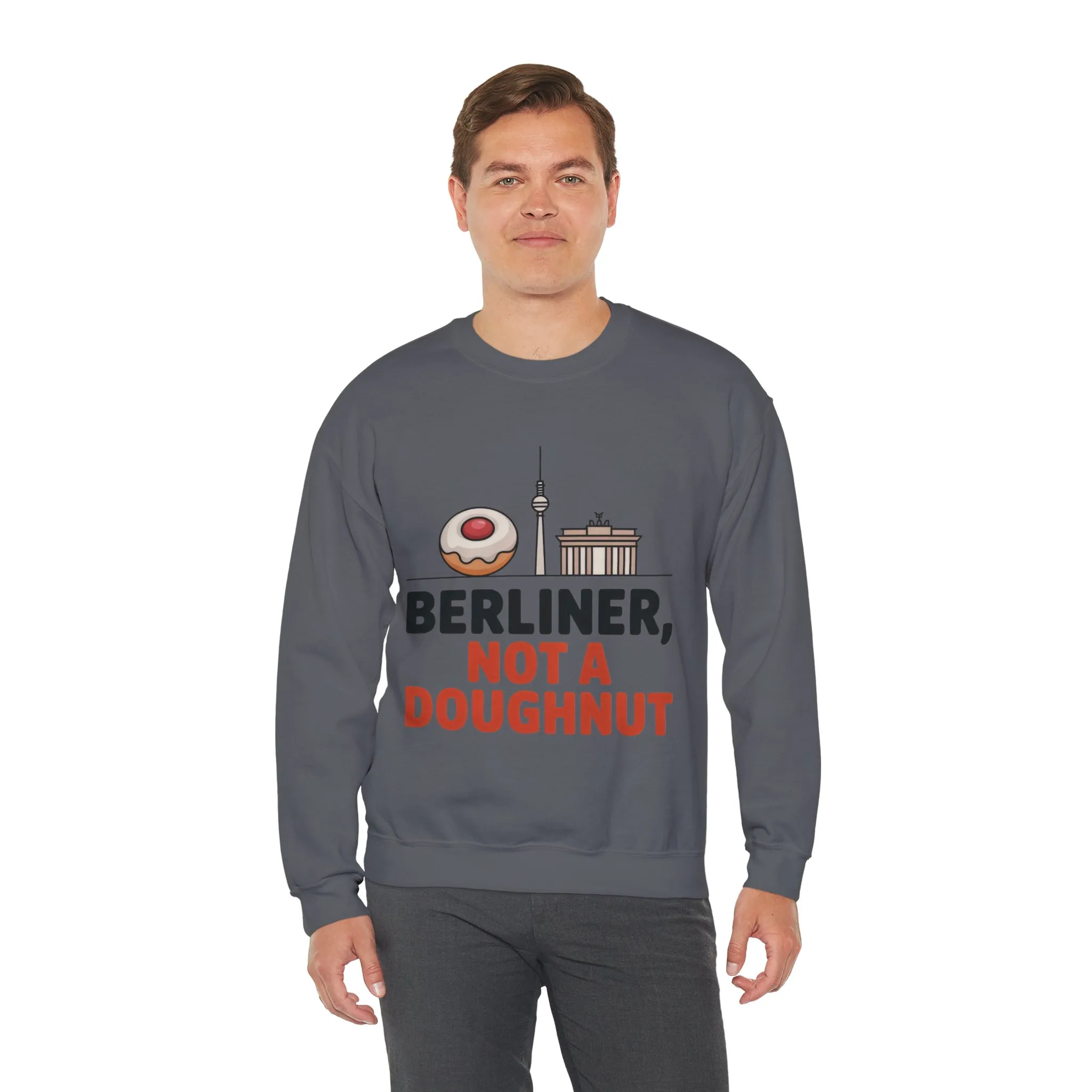 Mens Heavy Blend™ Crewneck Sweatshirt, Berliner Not a Doughnut Funny Berlin Mens Sweatshirt - Image 24