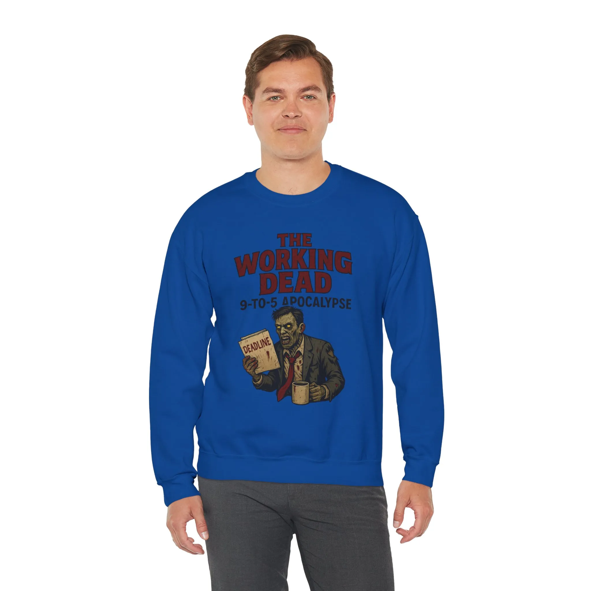 Men's The Working Dead 9-to-5 Apocalypse Sweatshirt, Funny Office Zombie Horror Pullover, Halloween Zombie Work Top - Image 27