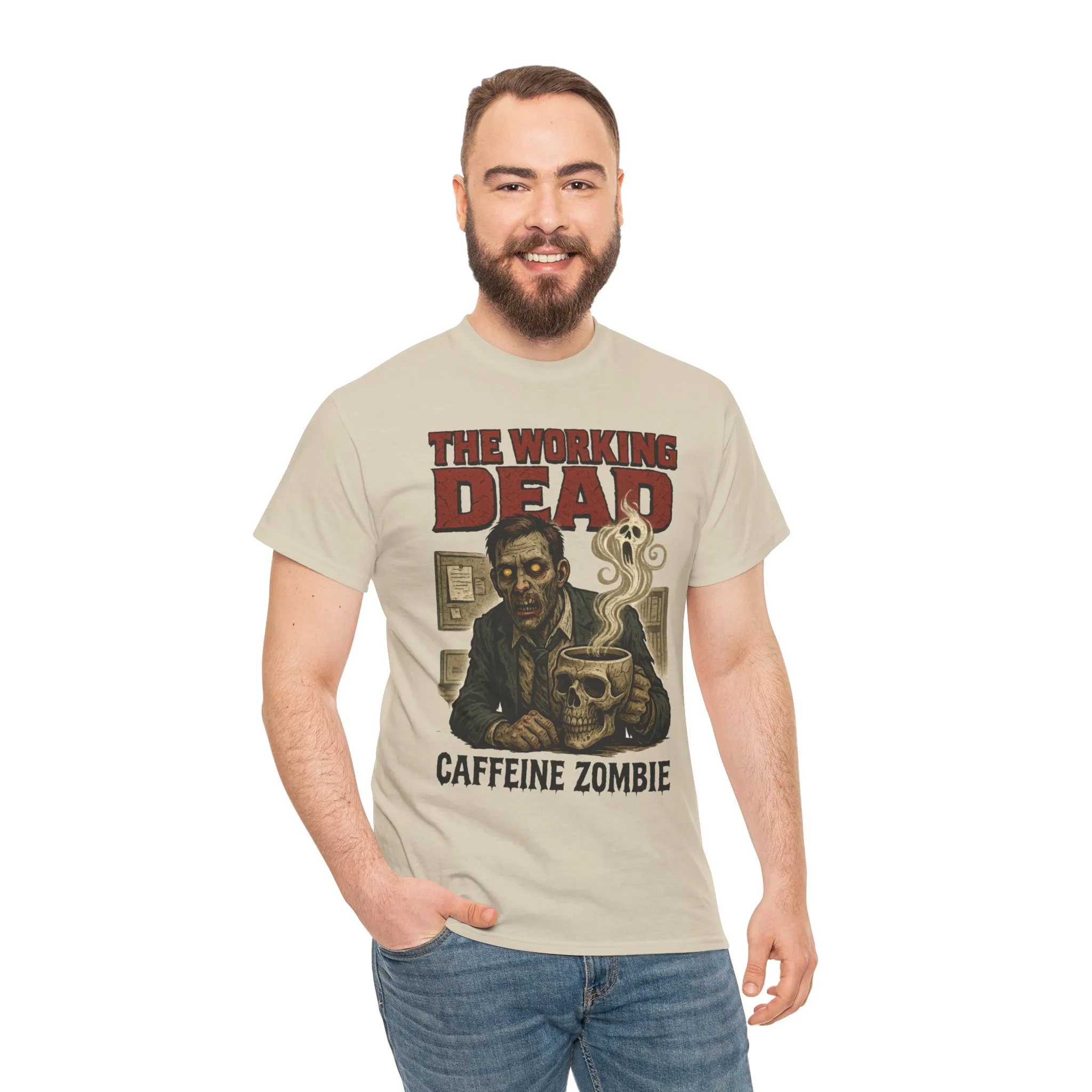 The Working Dead Men's Funny Zombie Work T-Shirt, Office Humor Tee, Halloween Office Tee, Coffee Zombie Shirt - Image 34