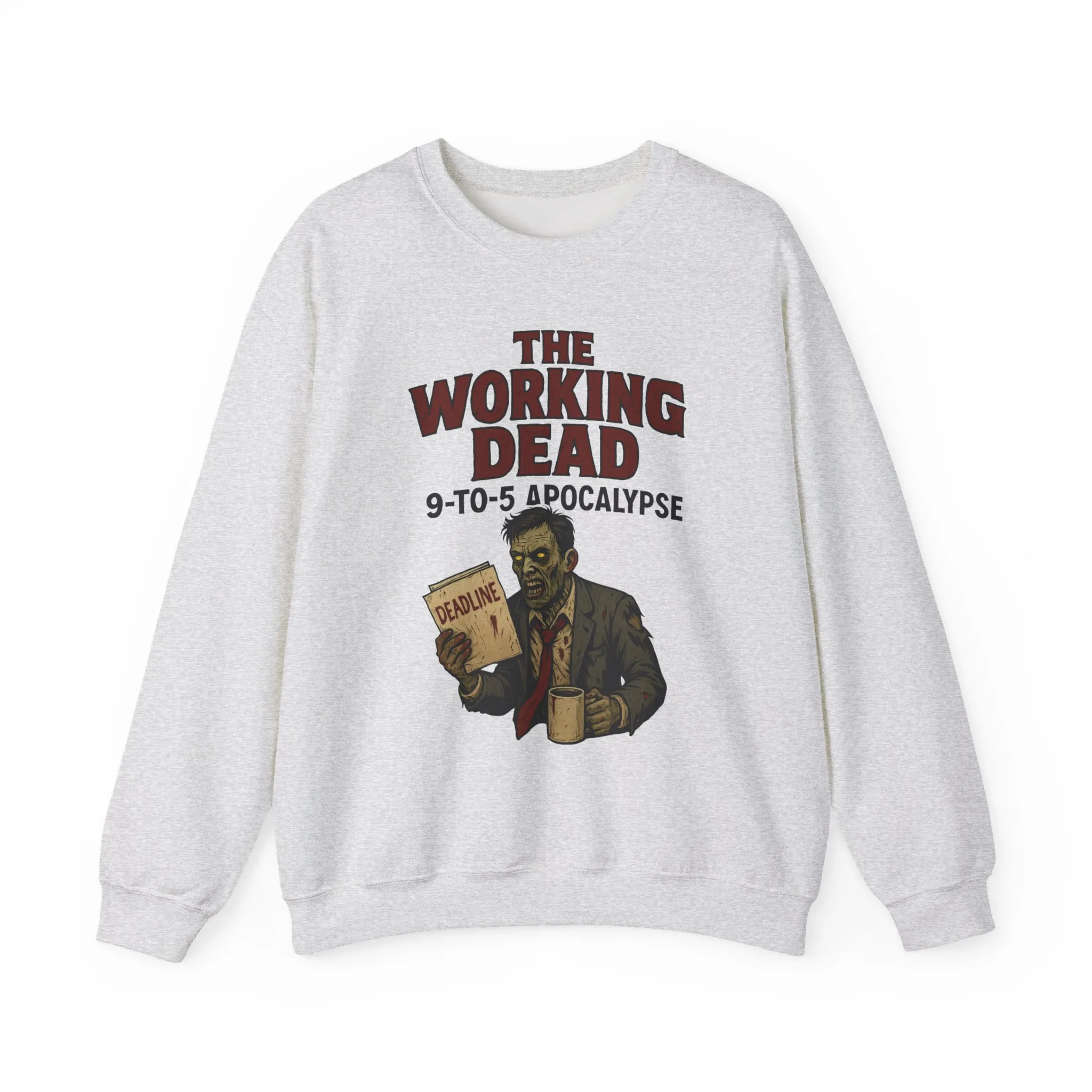 Men's The Working Dead 9-to-5 Apocalypse Sweatshirt, Funny Office Zombie Horror Pullover, Halloween Zombie Work Top - Image 28
