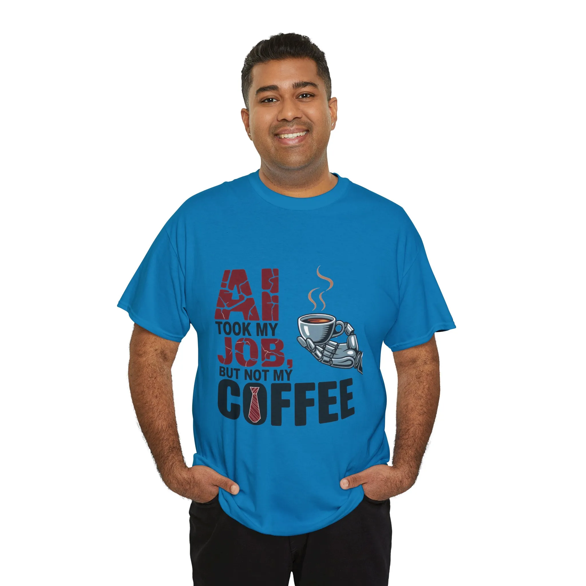 Men's AI Coffee T-Shirt, Funny Robot Humor Graphic Tee, Geek Job Joke Shirt for Him, Men's Heavy Cotton Tee, Sarcastic Work Shirt - Image 27