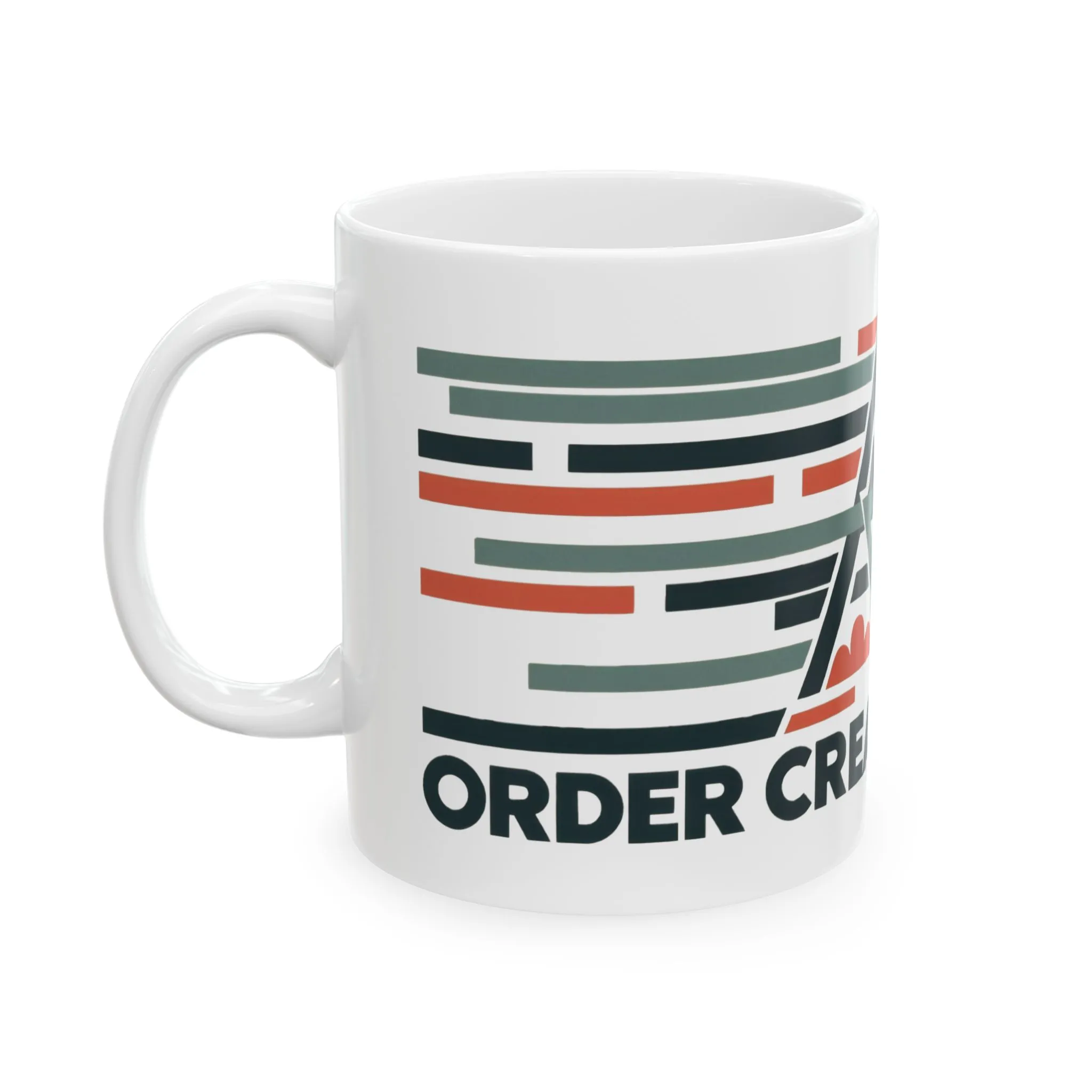 Order Creates Power Coffee Mug, Minimal Geometric Triangle Wraparound Cup, Scandinavian Modern Gift for Men, Ceramic Mug, (11oz, 15oz) - Image 3