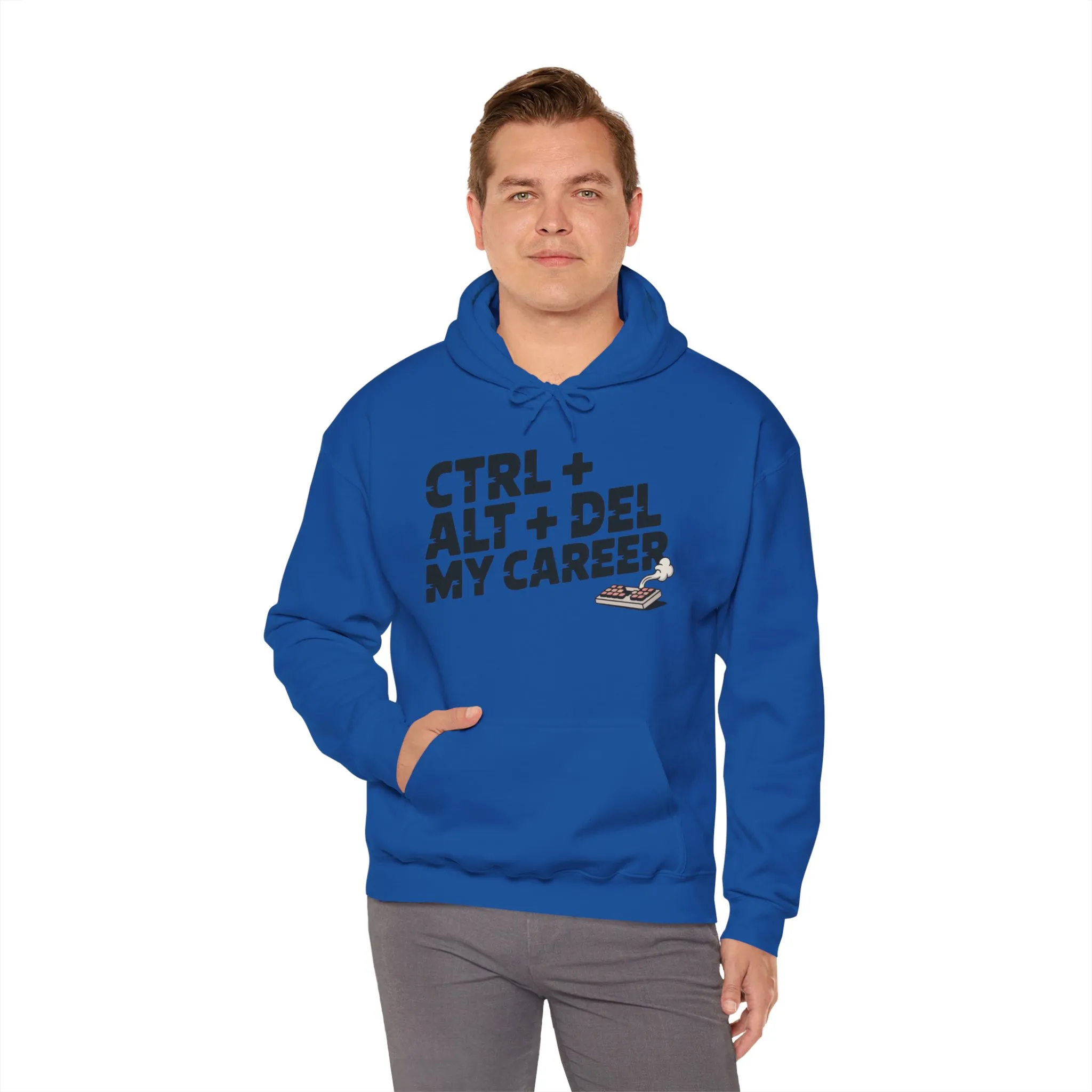 Men's Ctrl Alt Del My Career Hoodie, Funny Geek Workwear, Sarcastic Office Humor Pullover - Image 32