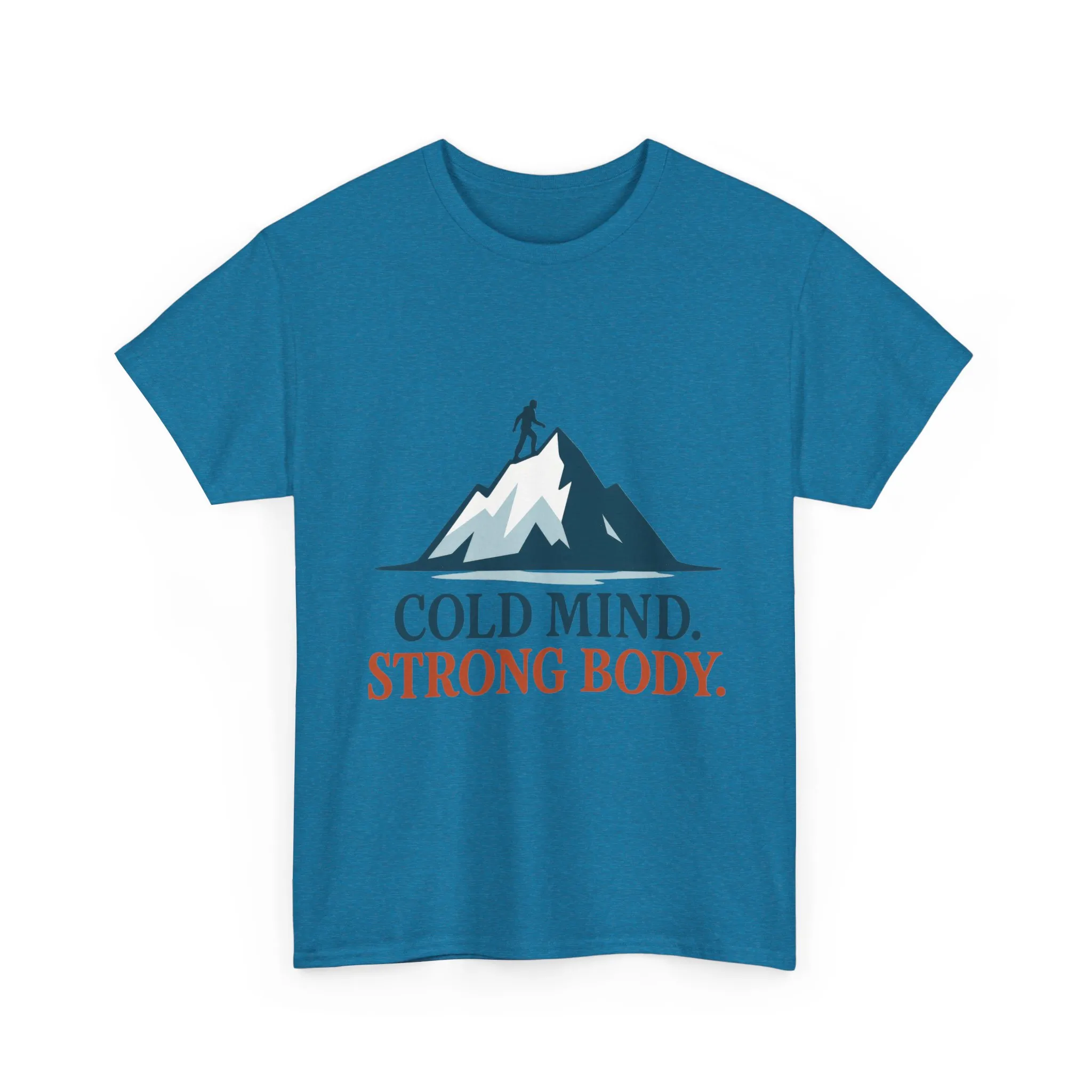 Cold Mind Strong Body Mens T-Shirt, Nordic Minimalist Mountain Hiking Tee - Image 2