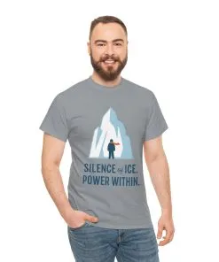 Silence of Ice Power Within Mens T-Shirt, Minimalist Nordic Iceberg Graphic Tee