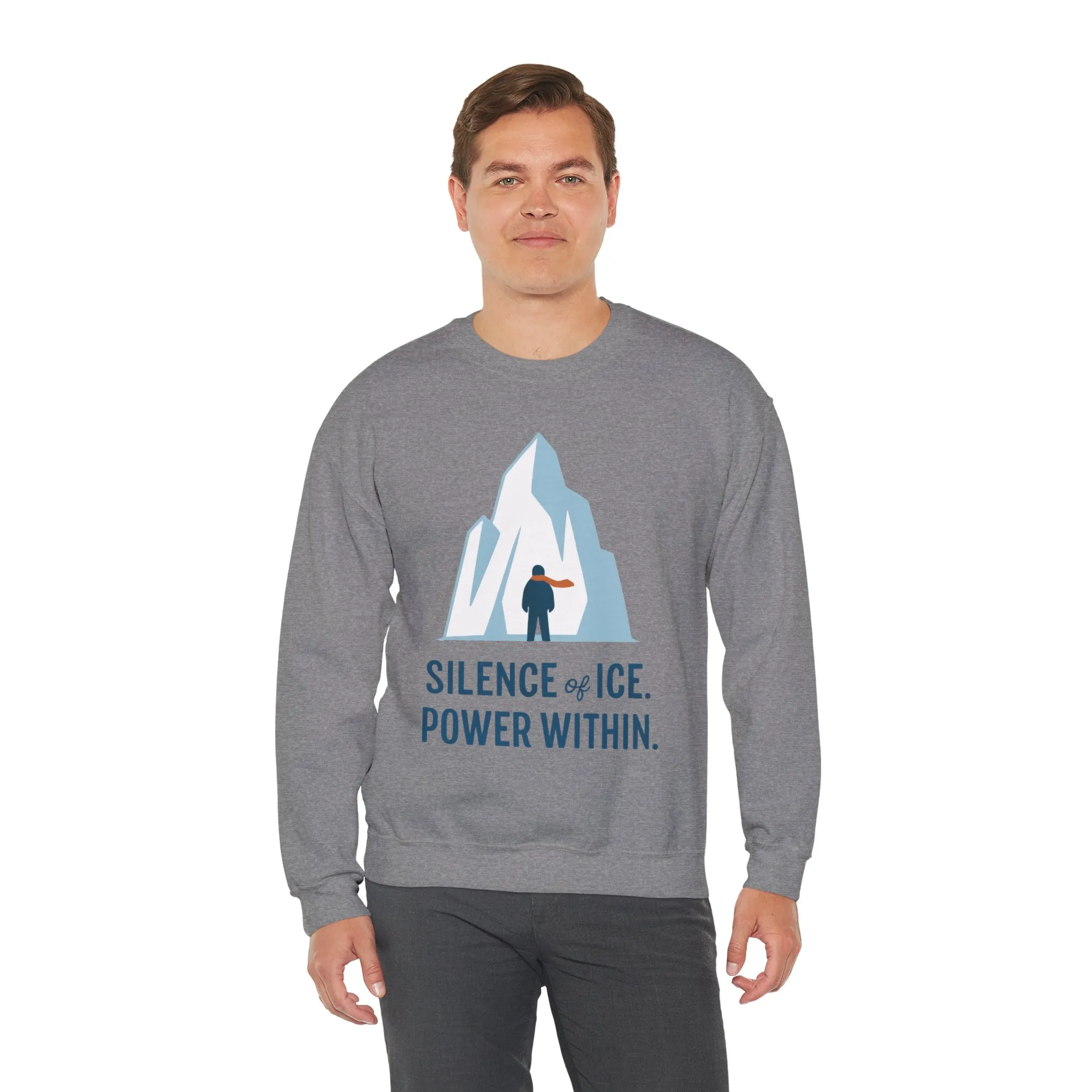 Mens Heavy Blend™ Crewneck Sweatshirt, Silence of Ice Power Within Sweatshirt, Nordic Iceberg Minimalist Pullover - Image 18