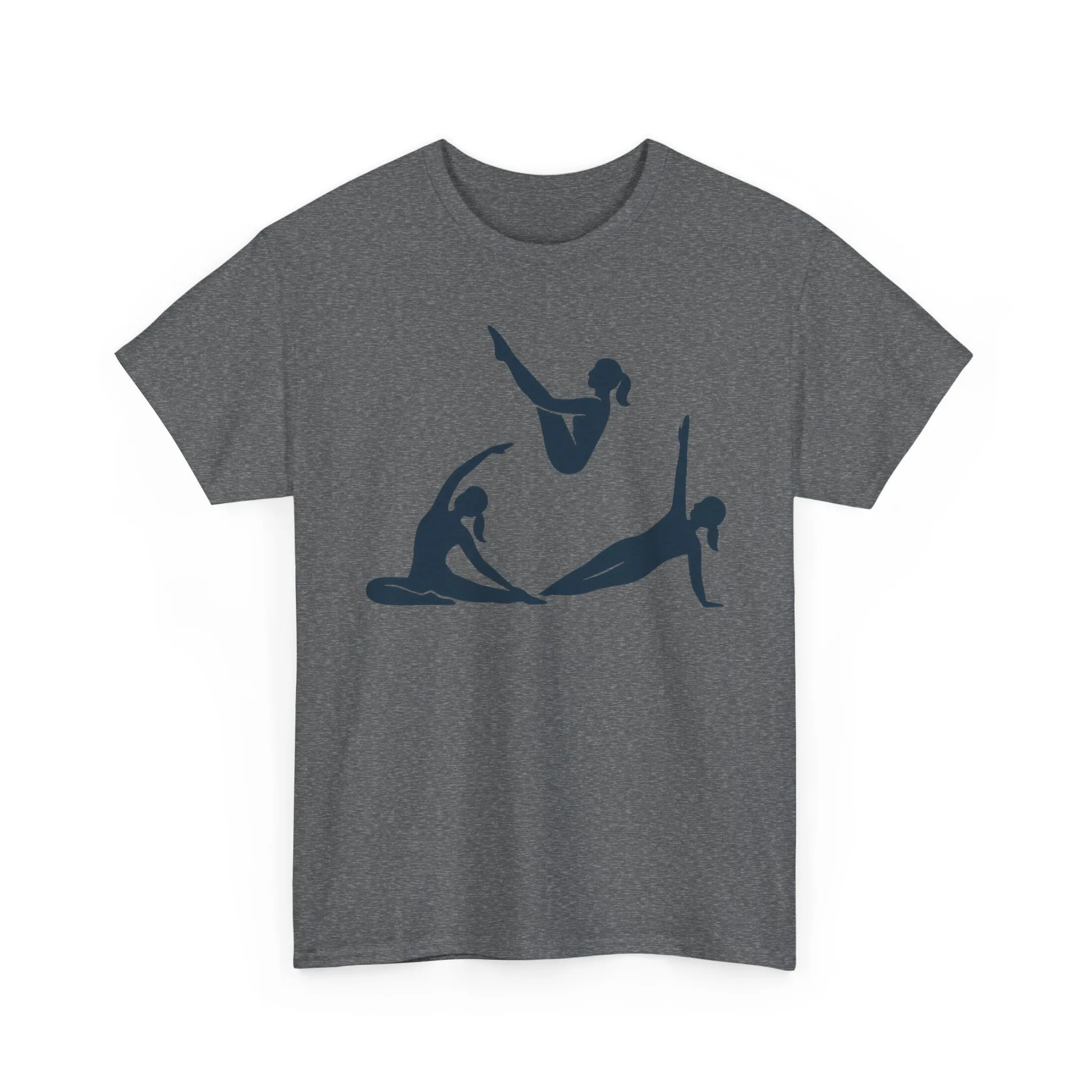 Womens Heavy Cotton Tee, Womens Pilates Graphic T-Shirt, Yoga Fitness Tee, Workout Top with Silhouette Print - Image 10