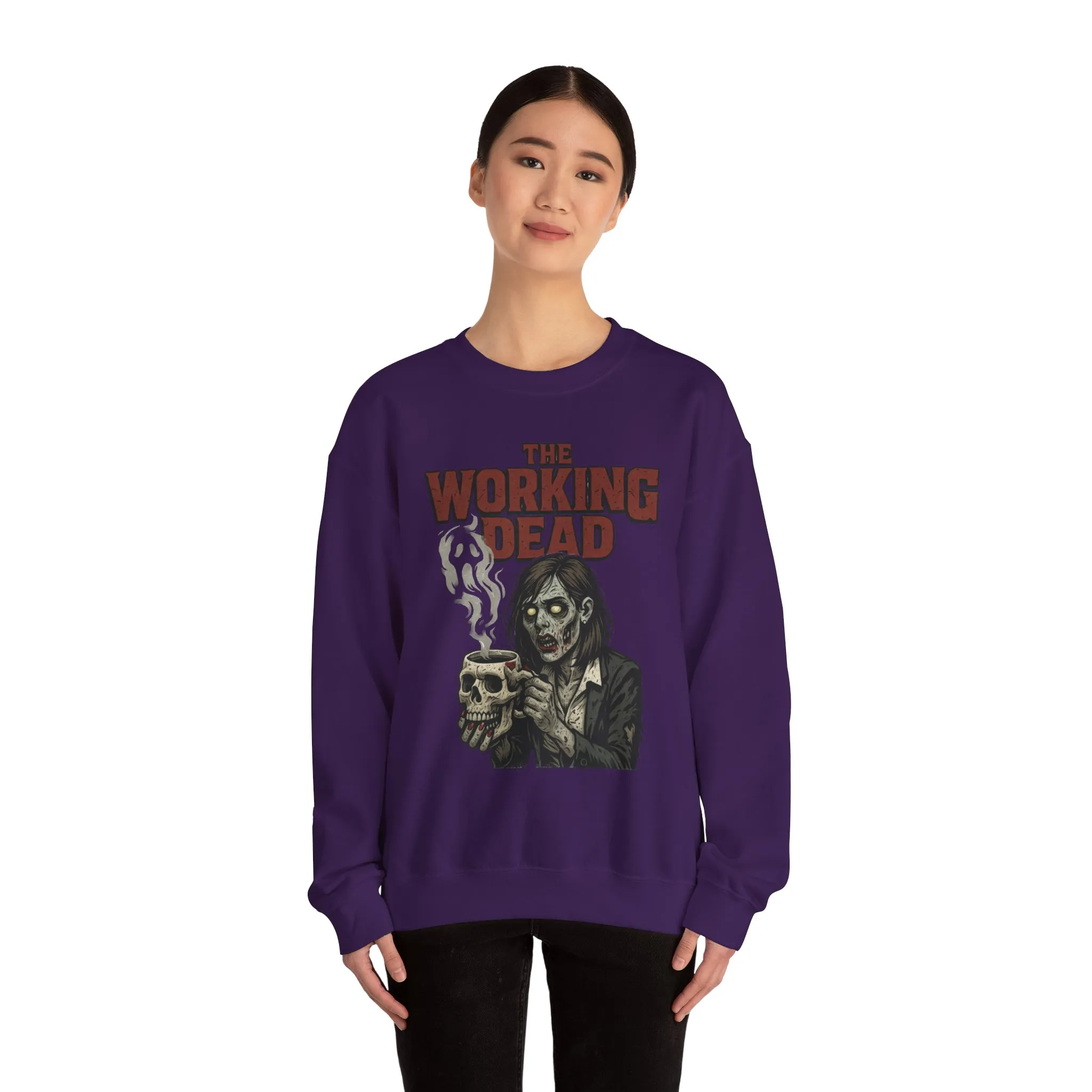 The Working Dead Women's Zombie Sweatshirt, Halloween Zombie Top, Work Humor Sweatshirt, Women's Heavy Blend™ Crewneck Sweatshirt - Image 23