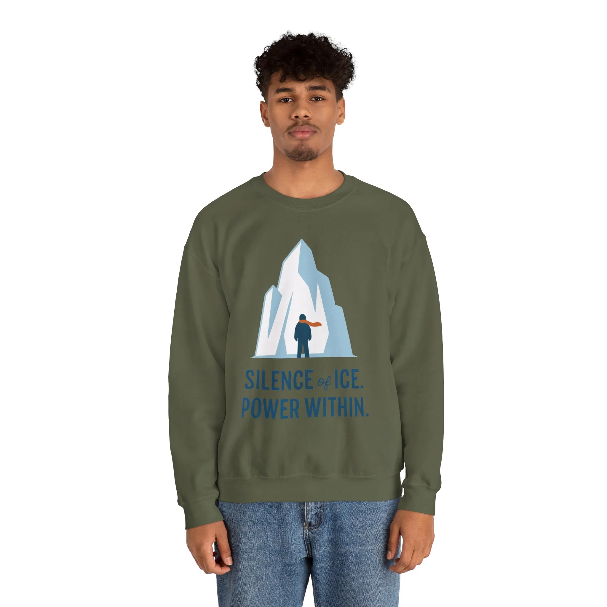 Mens Heavy Blend™ Crewneck Sweatshirt, Silence of Ice Power Within Sweatshirt, Nordic Iceberg Minimalist Pullover - Image 14