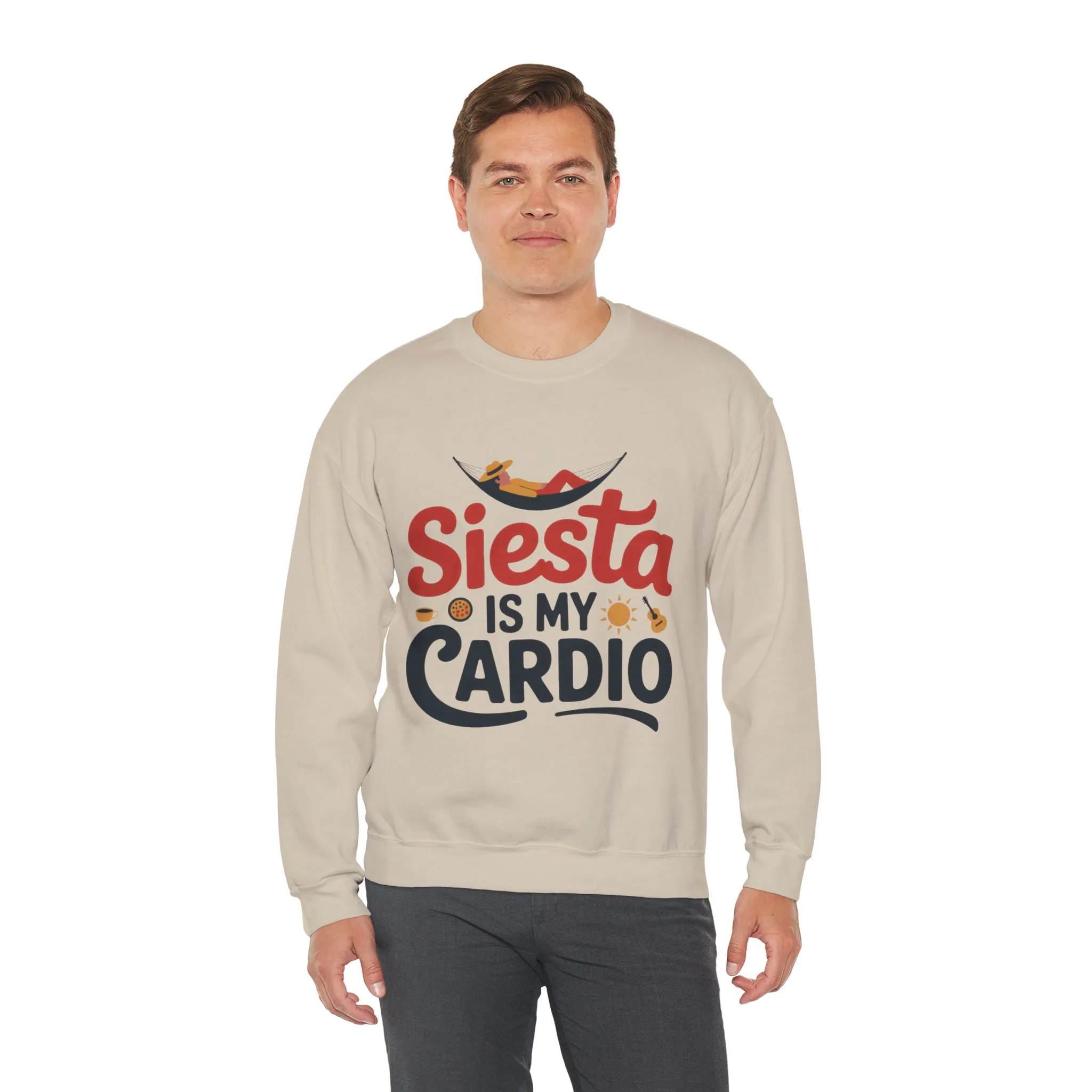 Mens Heavy Blend™ Crewneck Sweatshirt, Siesta Is My Cardio Funny Mens Sweatshirt Spain Gift - Image 6