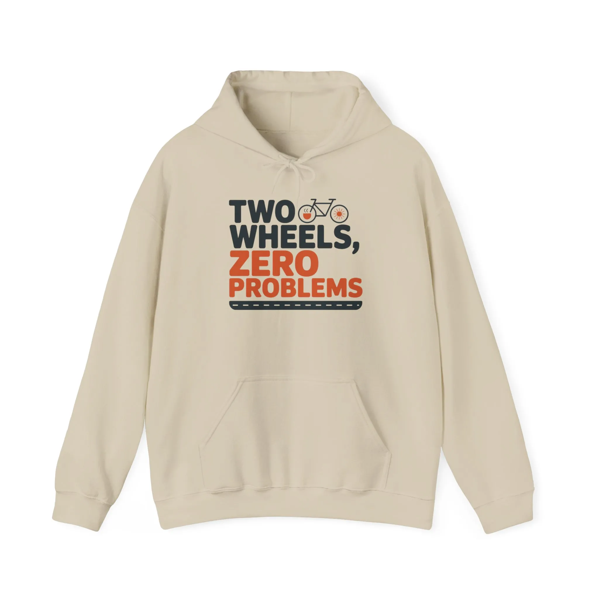Mens Heavy Blend™ Hooded Sweatshirt, Two Wheels Zero Problems Mens Funny Cycling Hoodie, Cyclist Gift - Image 9