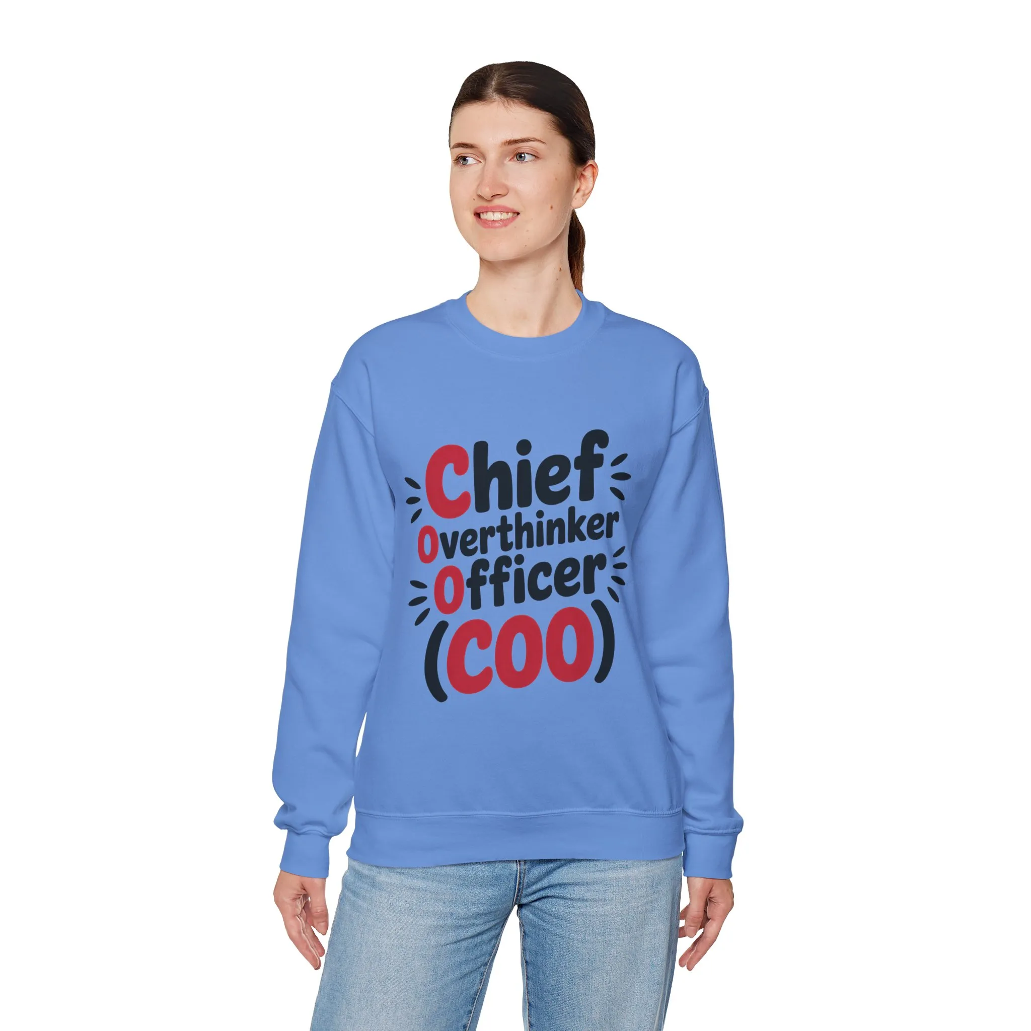 Chief Overthinker Officer Women's Sweatshirt, COO Funny Office Humor Graphic Pullover, Women's Heavy Blend™ Crewneck Sweatshirt - Image 15