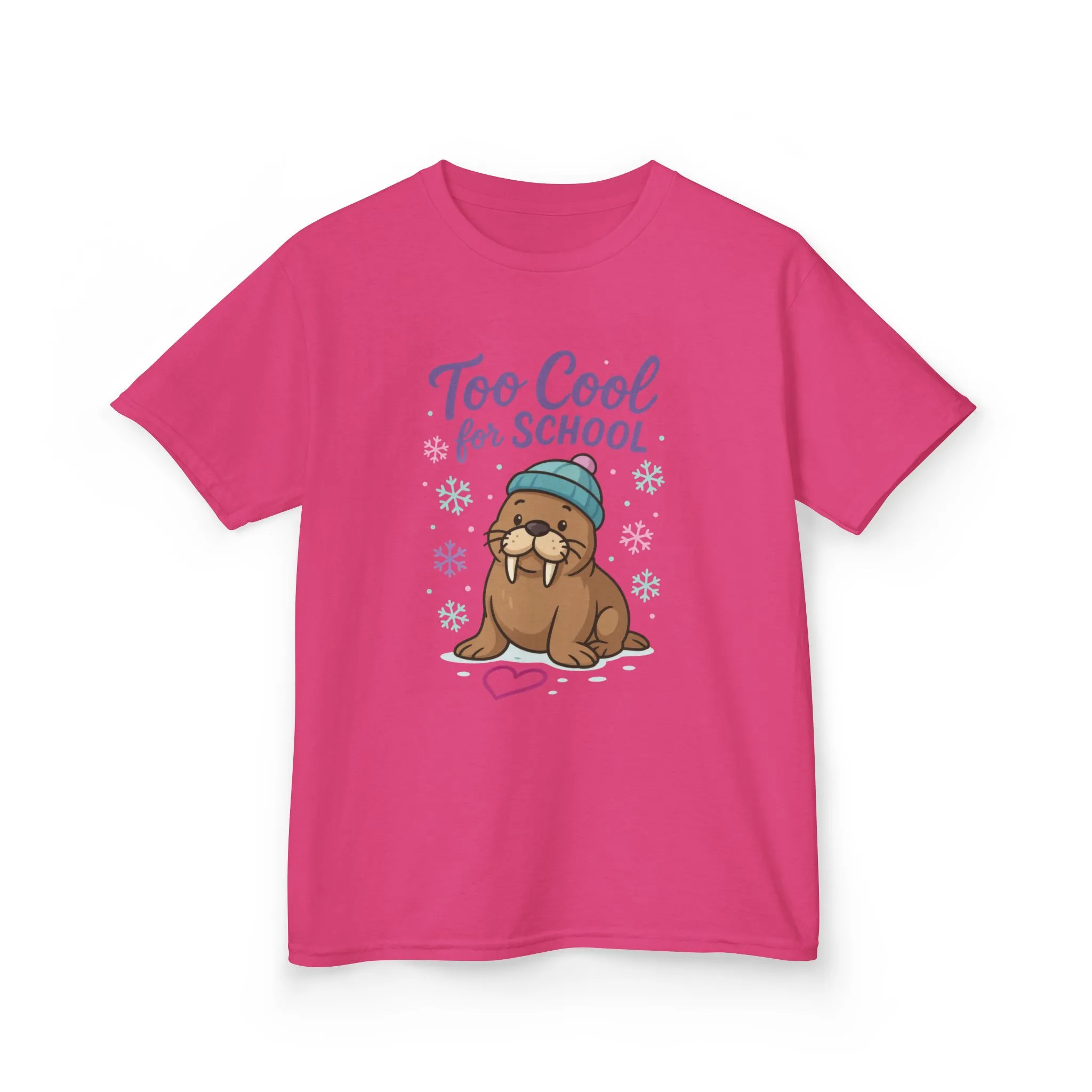 Kids Heavy Cotton™ Tee, Kids Too Cool for School Walrus T-Shirt, Cute Animal Graphic Tee, Funny Winter Shirt - Image 25