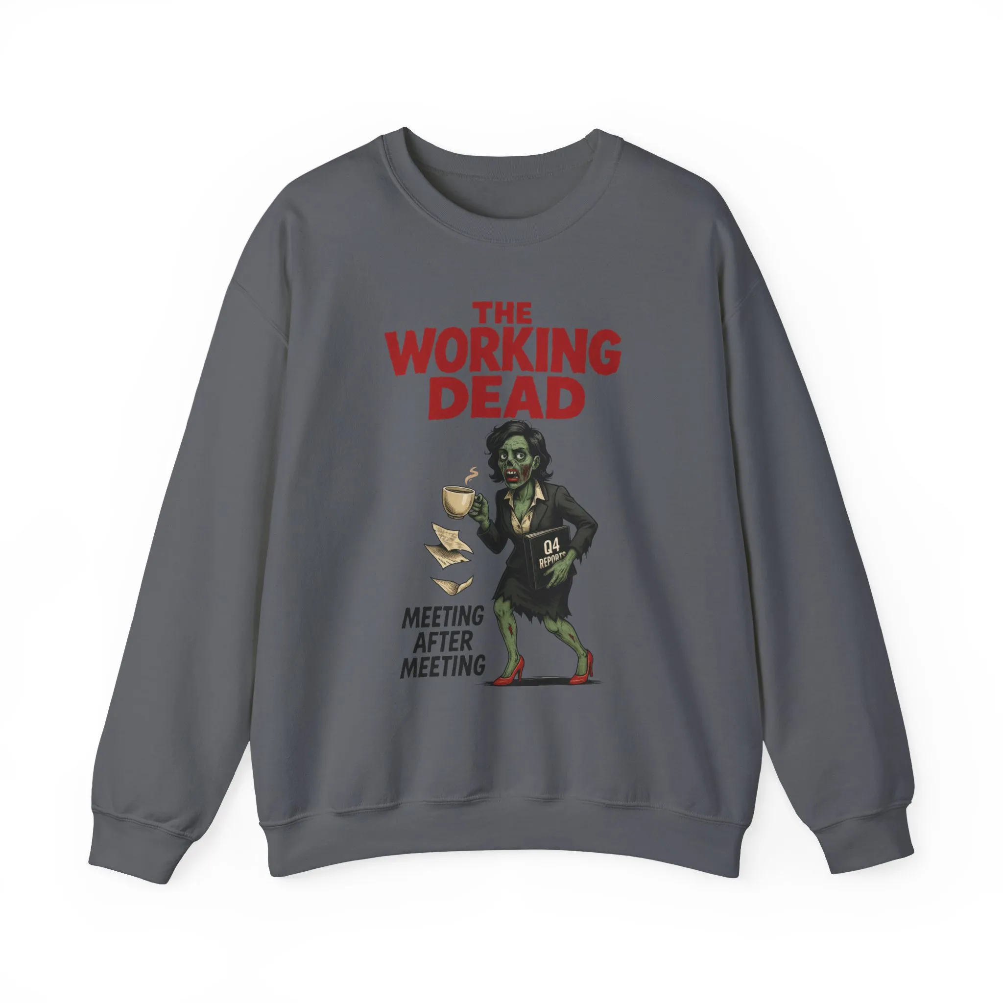 The Working Dead Women's Funny Zombie Sweatshirt, Office Humor Crewneck, Halloween Work Top - Image 13
