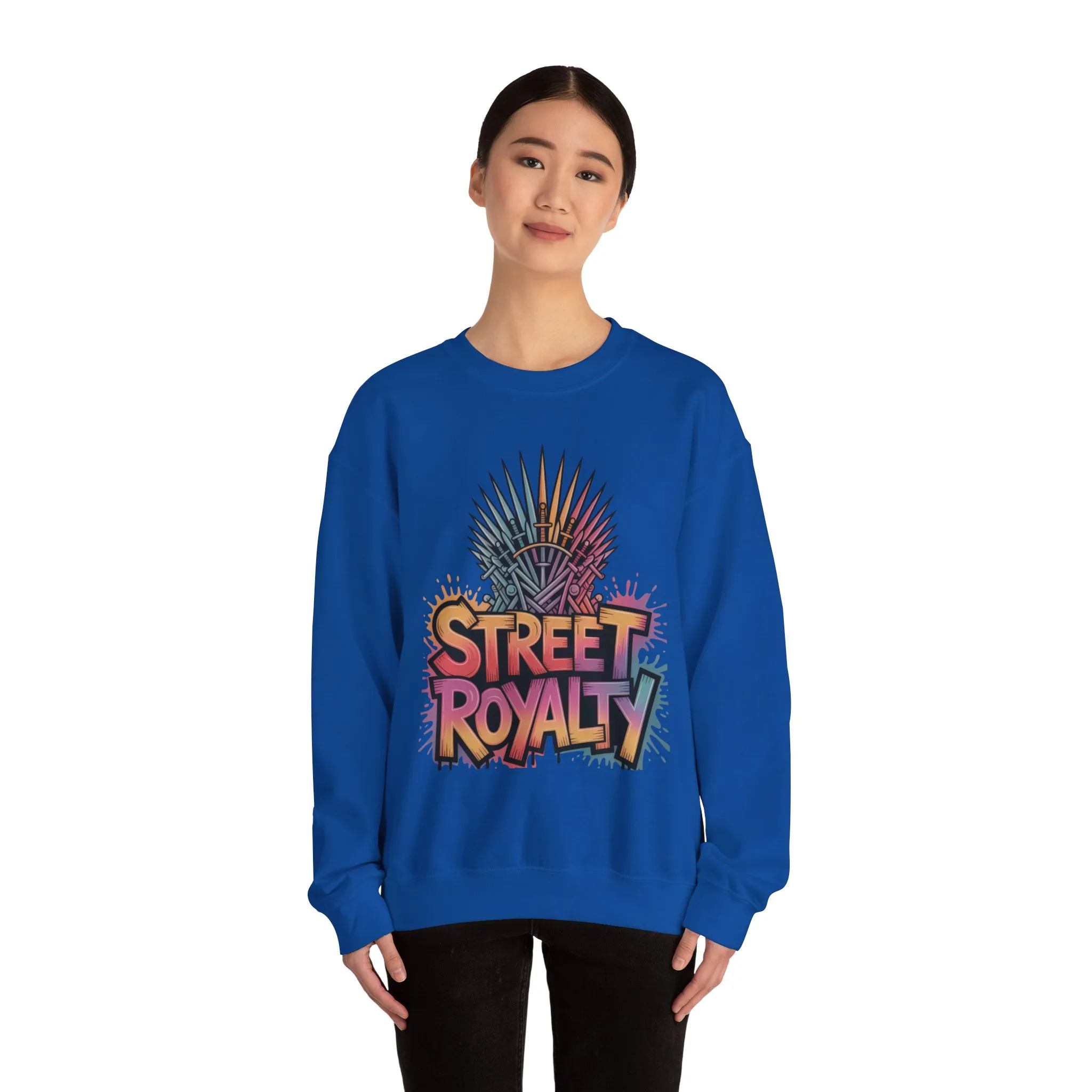 Street Royalty Women's Crewneck Sweatshirt, Graffiti Crown Graphic Pullover, Urban Streetwear Top - Image 19