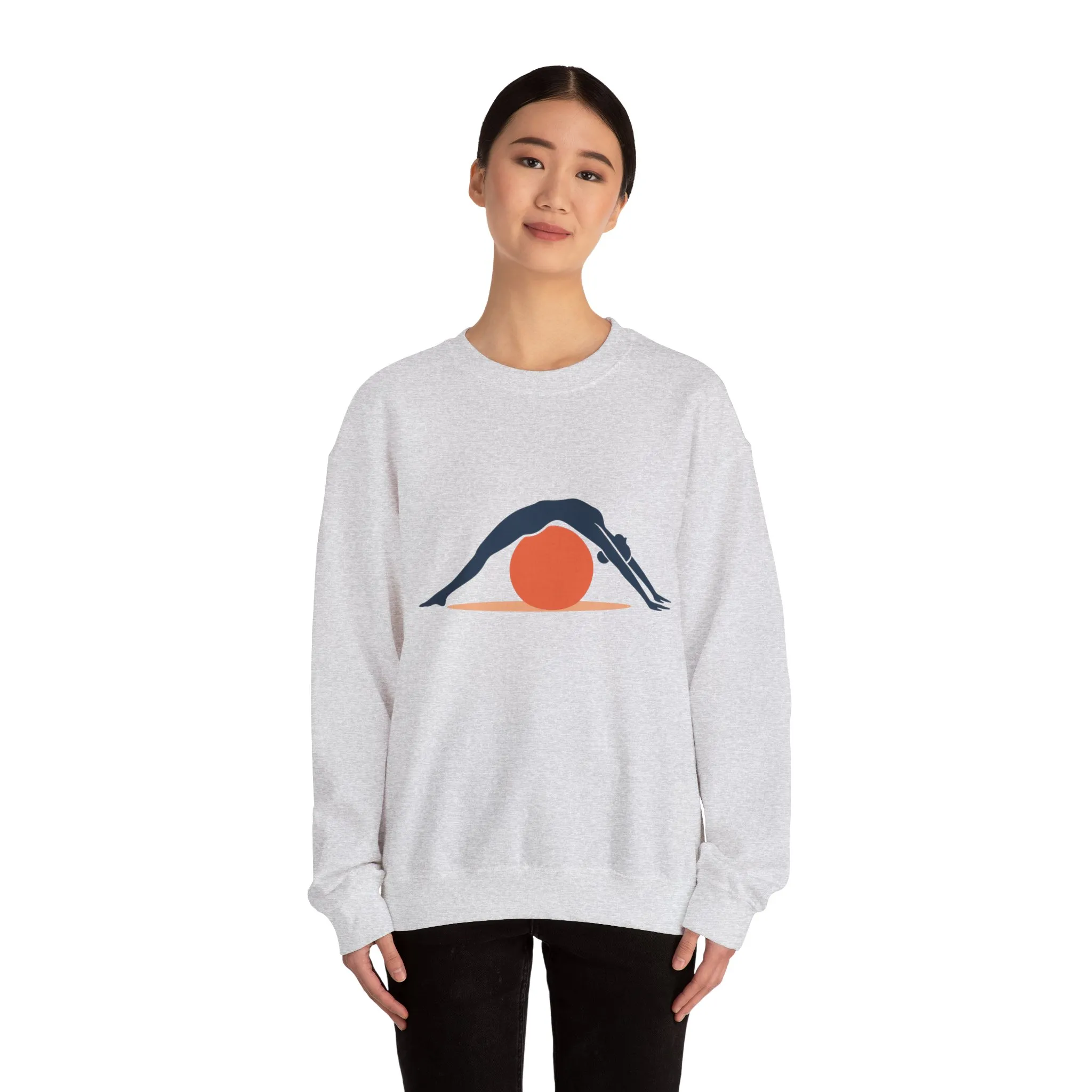Womens Heavy Blend™ Crewneck Sweatshirt, Womens Pilates Sweatshirt, Yoga Fitness Graphic Pullover, Cute Workout Top