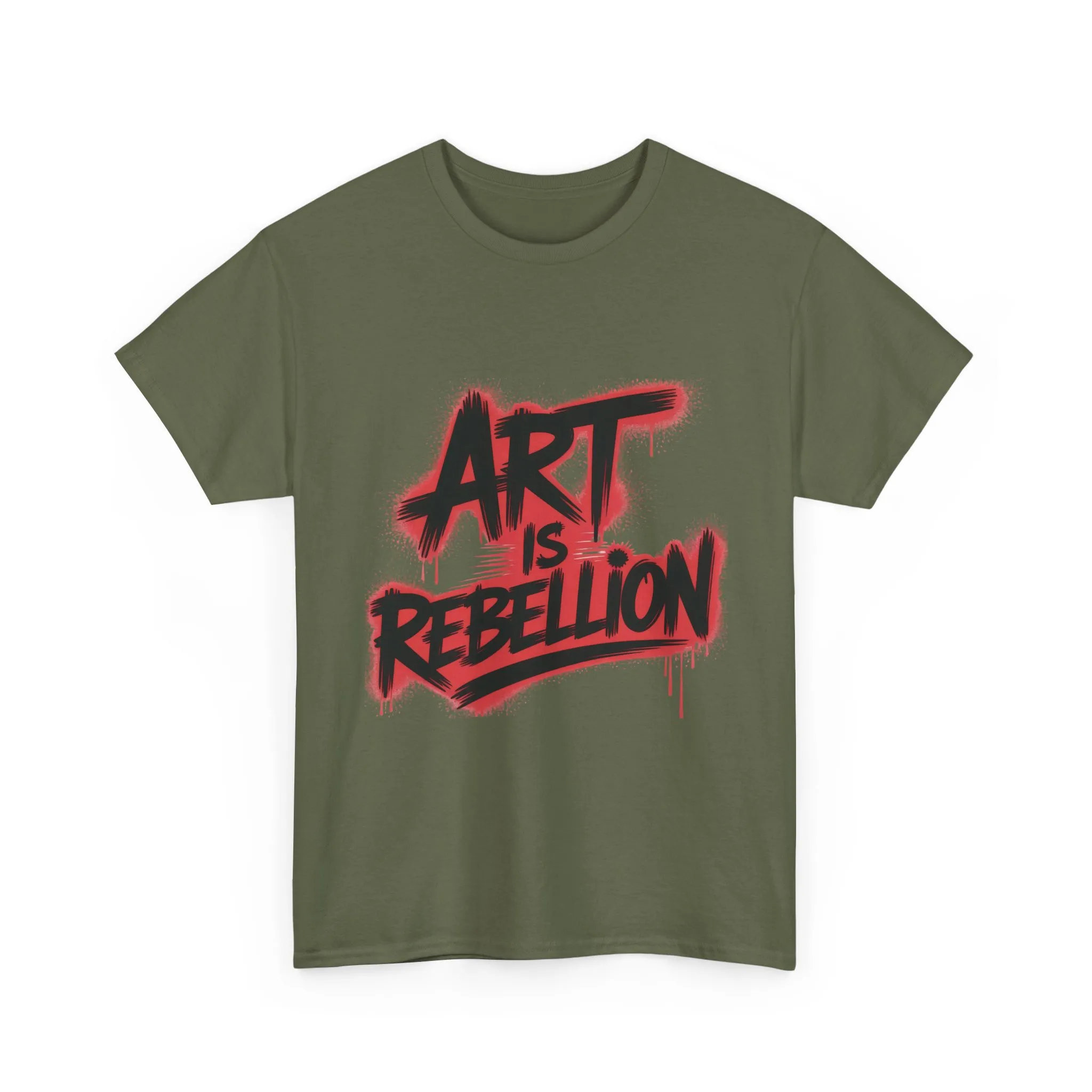 Men's Heavy Cotton Tee, Art Is Rebellion Men's T-Shirt, Graffiti Street Art Graphic Tee, Urban Skate Punk Style Shirt - Image 4
