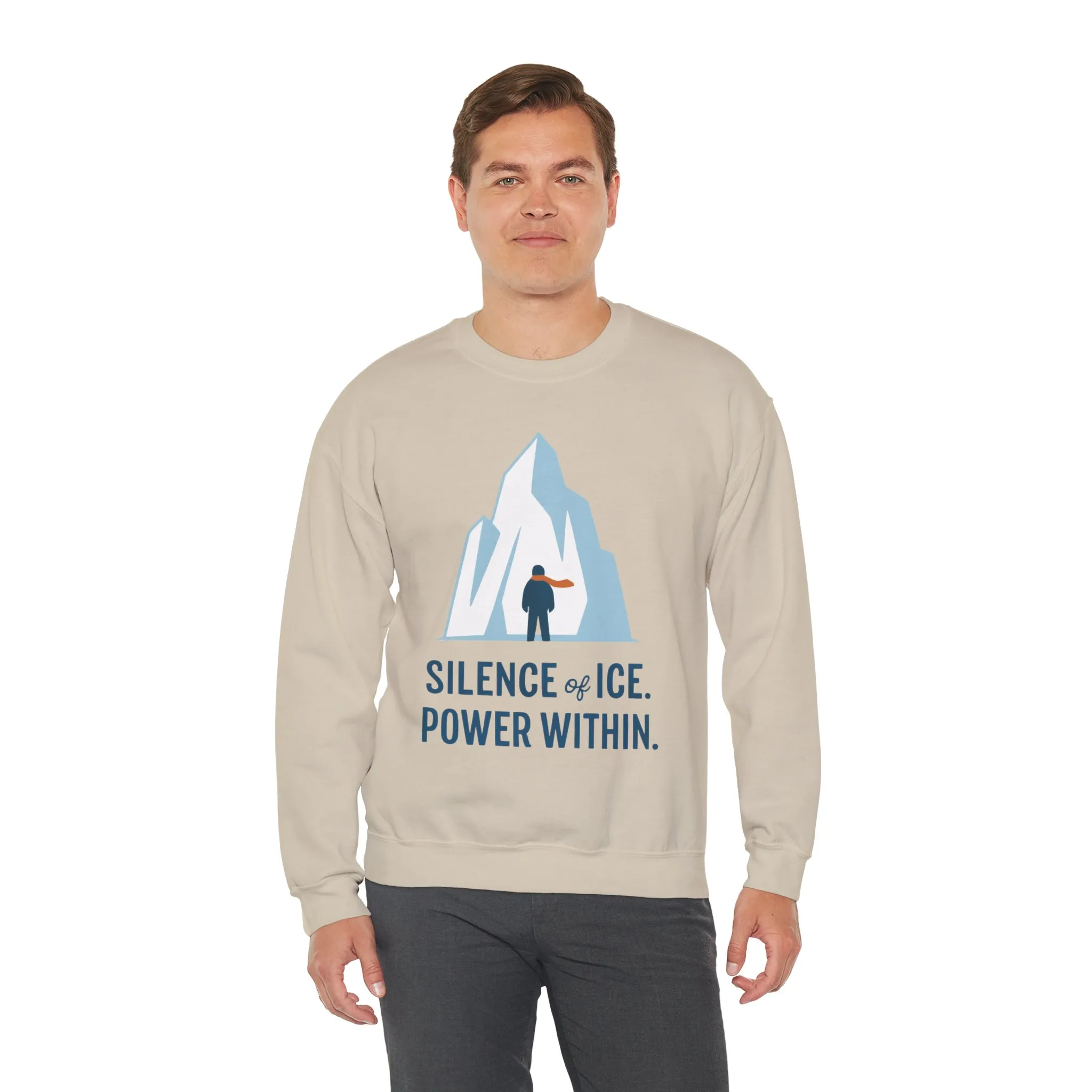 Mens Heavy Blend™ Crewneck Sweatshirt, Silence of Ice Power Within Sweatshirt, Nordic Iceberg Minimalist Pullover - Image 12