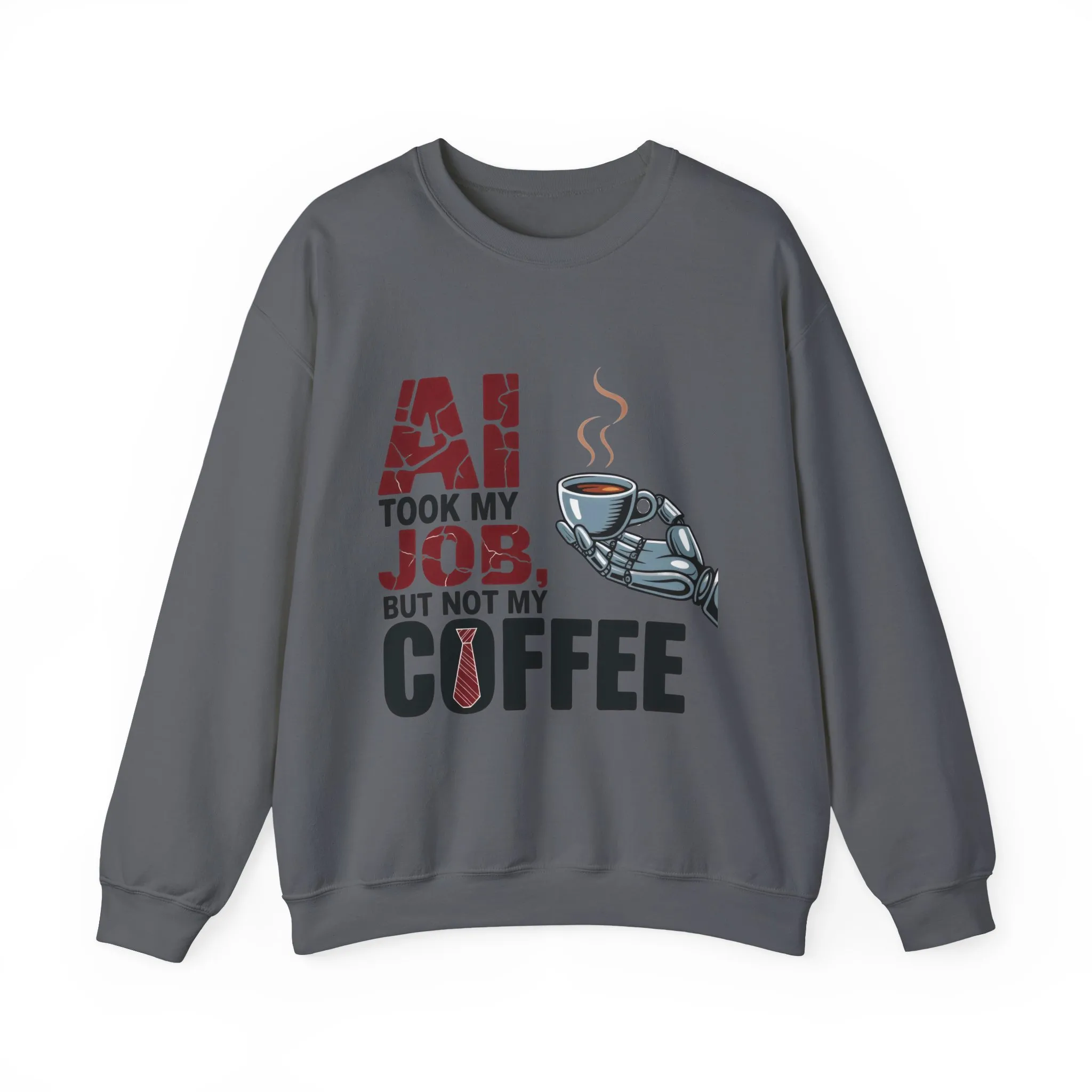 Men's AI Coffee Sweatshirt, Funny Robot Humor Pullover, Geek Sarcastic Job Joke Top, Men's Heavy Blend™ Crewneck Sweatshirt, Office Humor - Image 22
