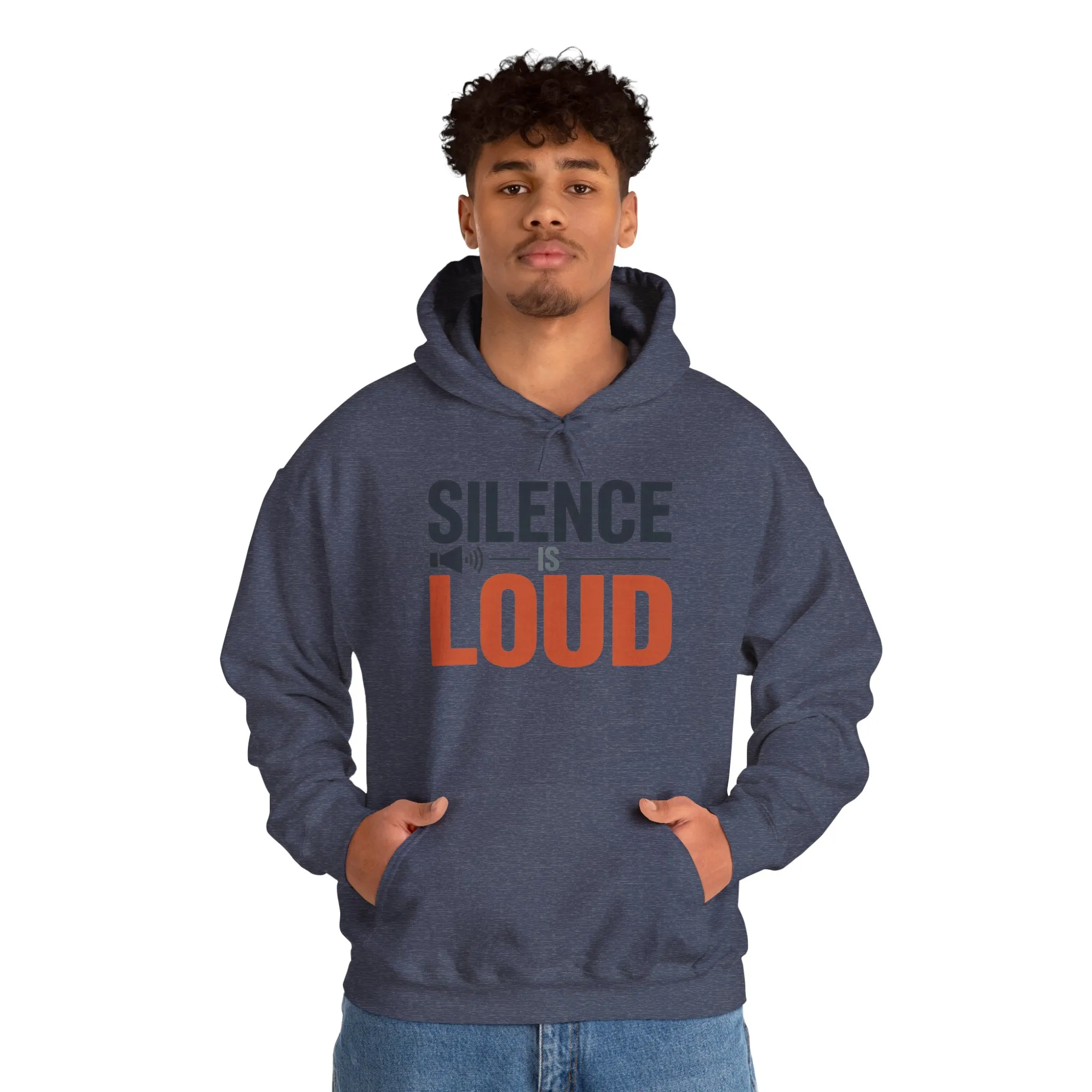 Mens Heavy Blend™ Hooded Sweatshirt, Silence Is Loud Graphic Motivational Mens Hoodie - Image 19