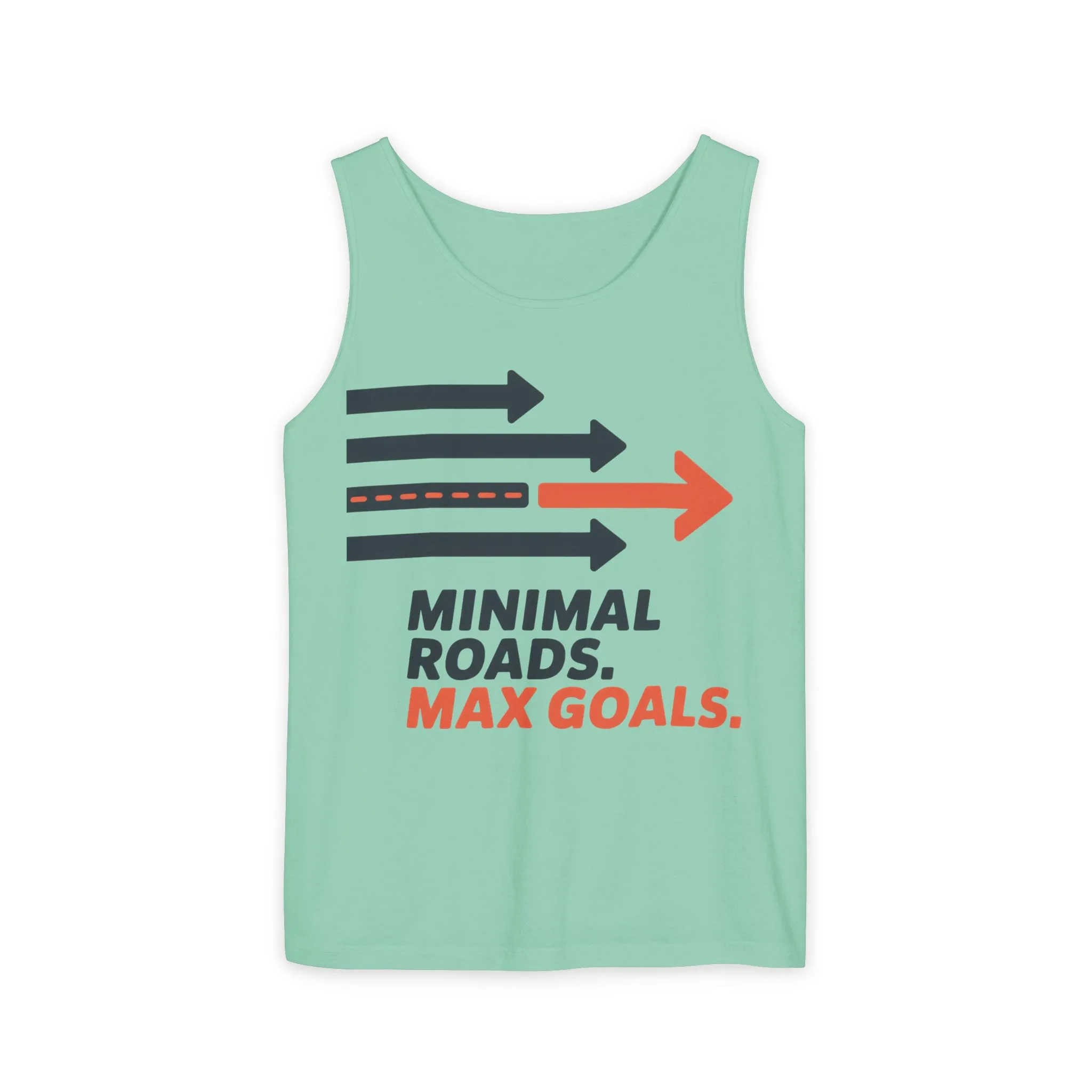 Mens Garment-Dyed Tank Top, Minimal Roads Max Goals Motivational Mens Tank Top - Image 9
