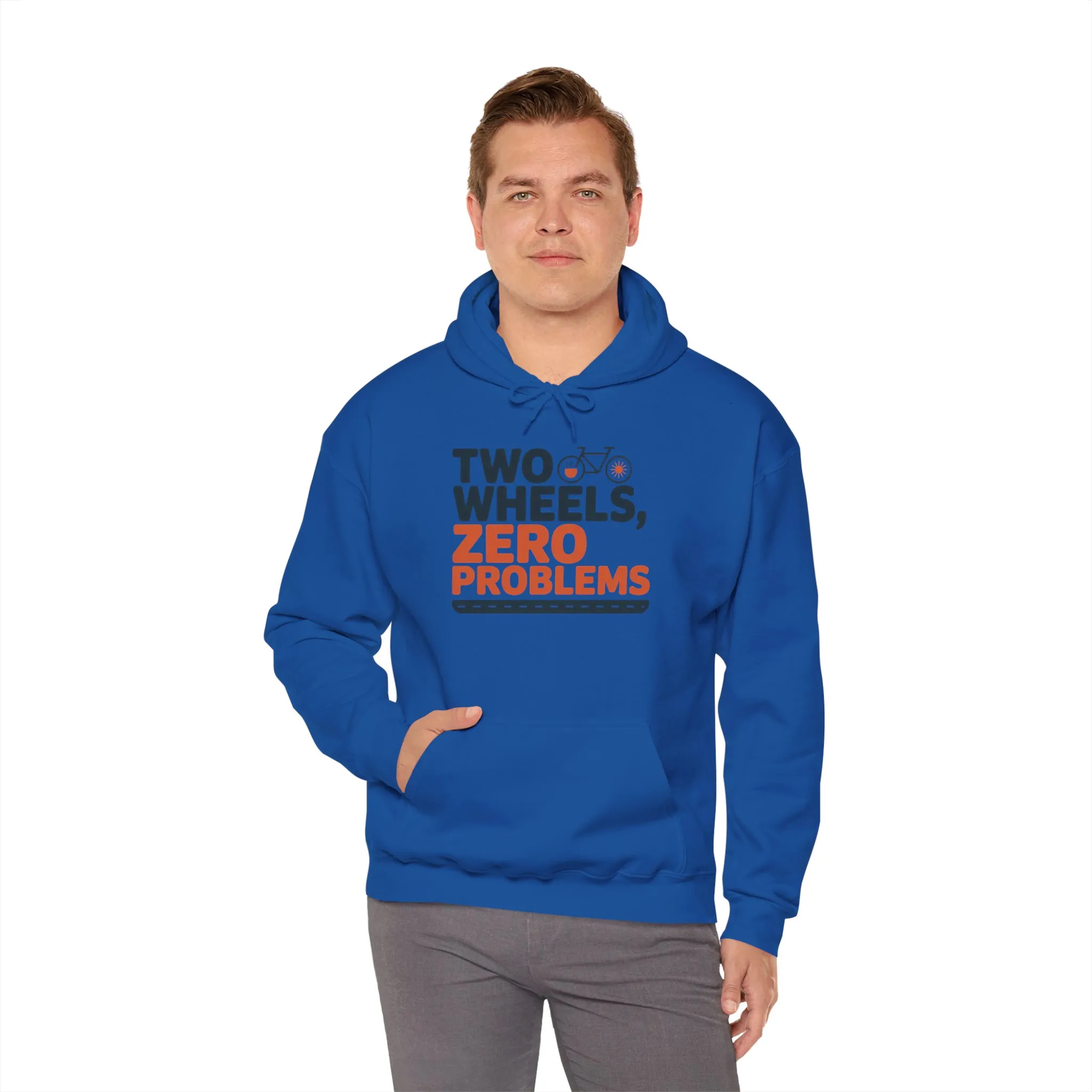 Mens Heavy Blend™ Hooded Sweatshirt, Two Wheels Zero Problems Mens Funny Cycling Hoodie, Cyclist Gift - Image 36