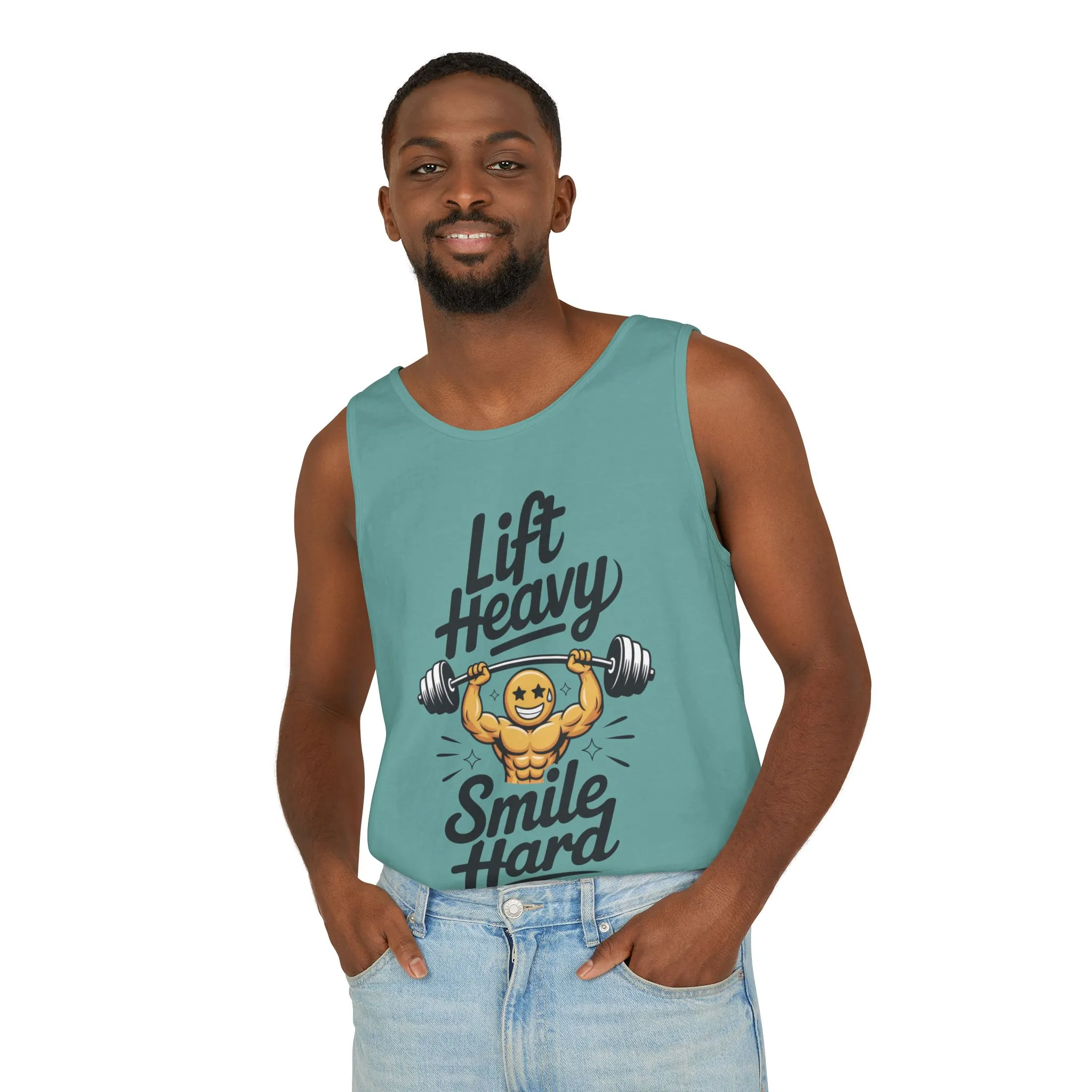 Mens Lift Heavy Smile Hard Tank Top, Funny Gym Workout Fitness Shirt, Mens Funny Gym Tank - Image 18