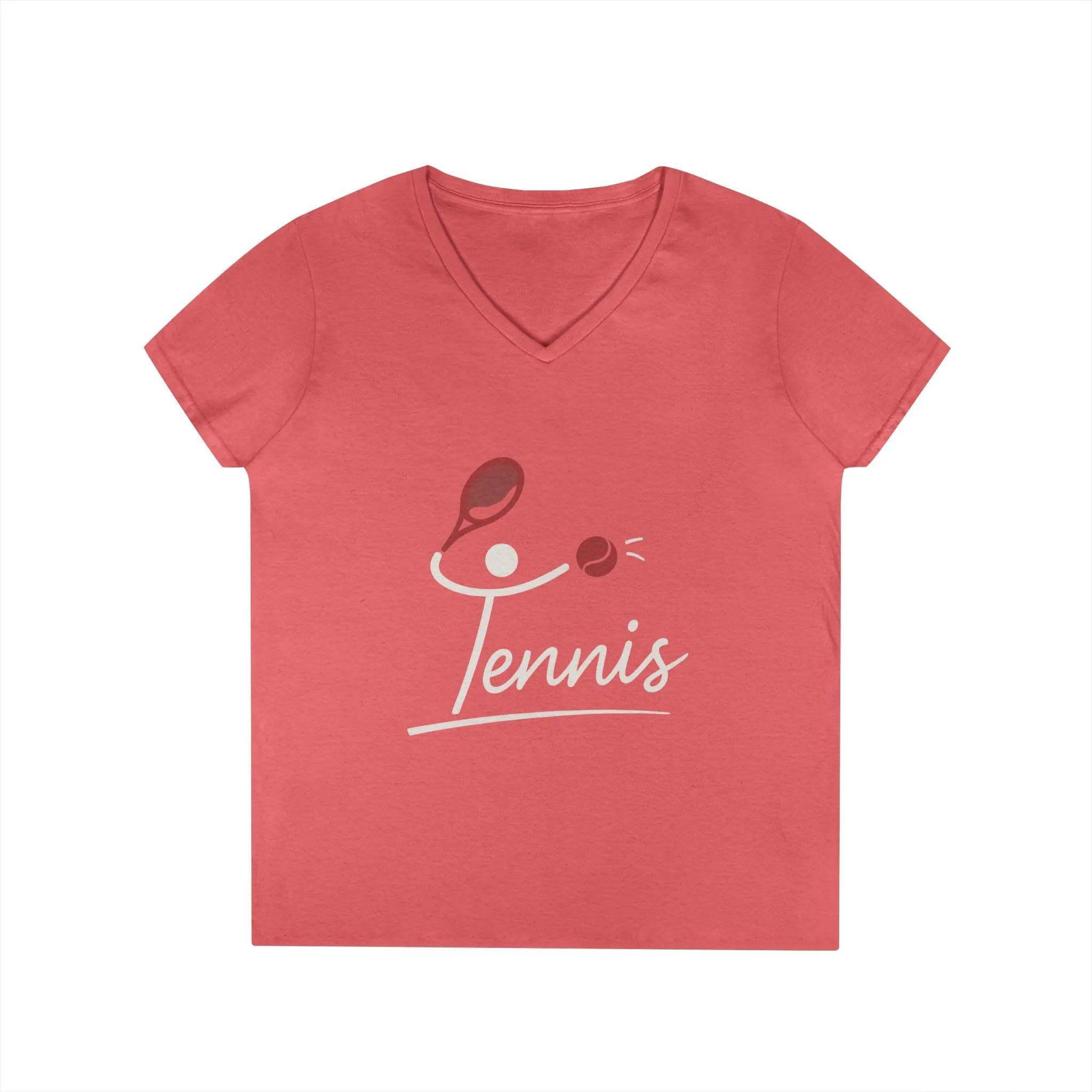 Ladies' V-Neck T-Shirt, Womens Tennis Graphic T-Shirt, Cute Sports Tee, Funny Workout Gym Top for Women - Image 4