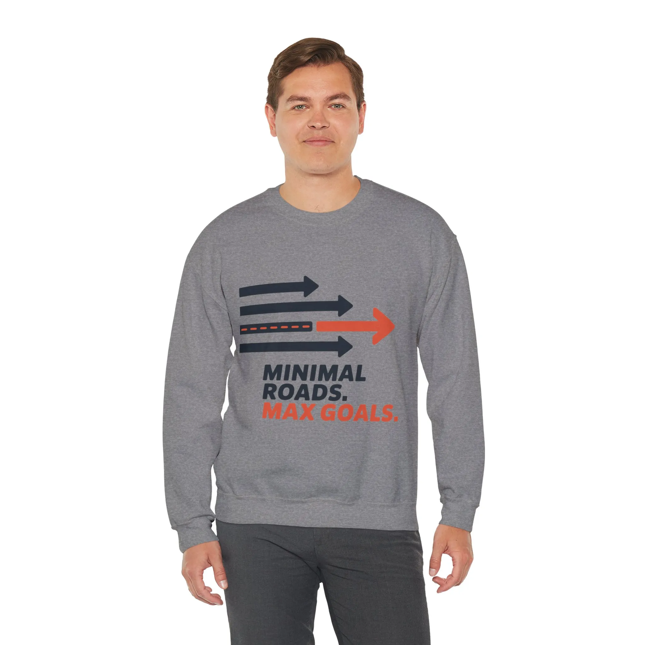 Mens Heavy Blend™ Crewneck Sweatshirt, Minimal Roads Max Goals Motivational Mens Sweatshirt - Image 15